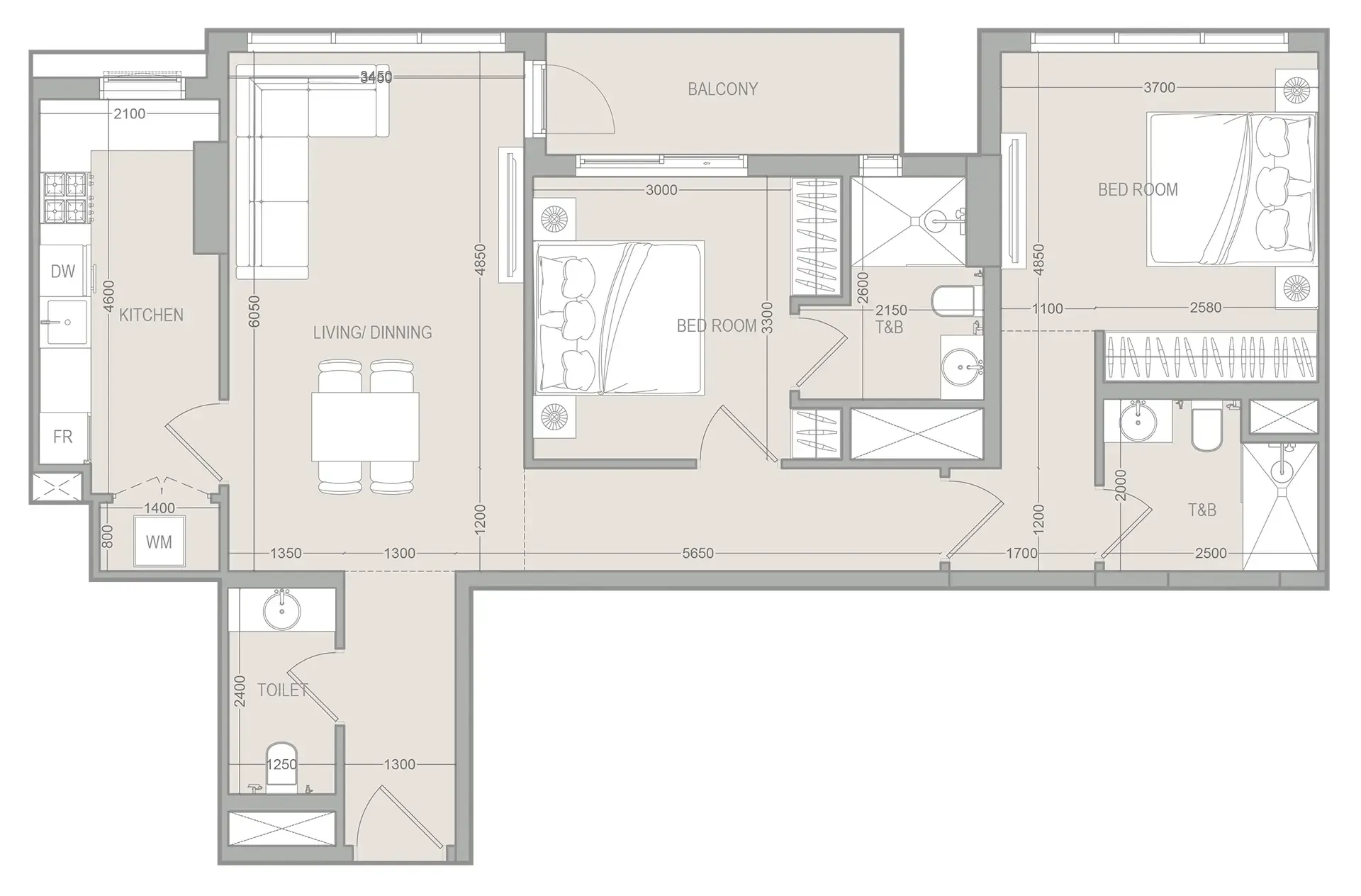 2 bedroom layout