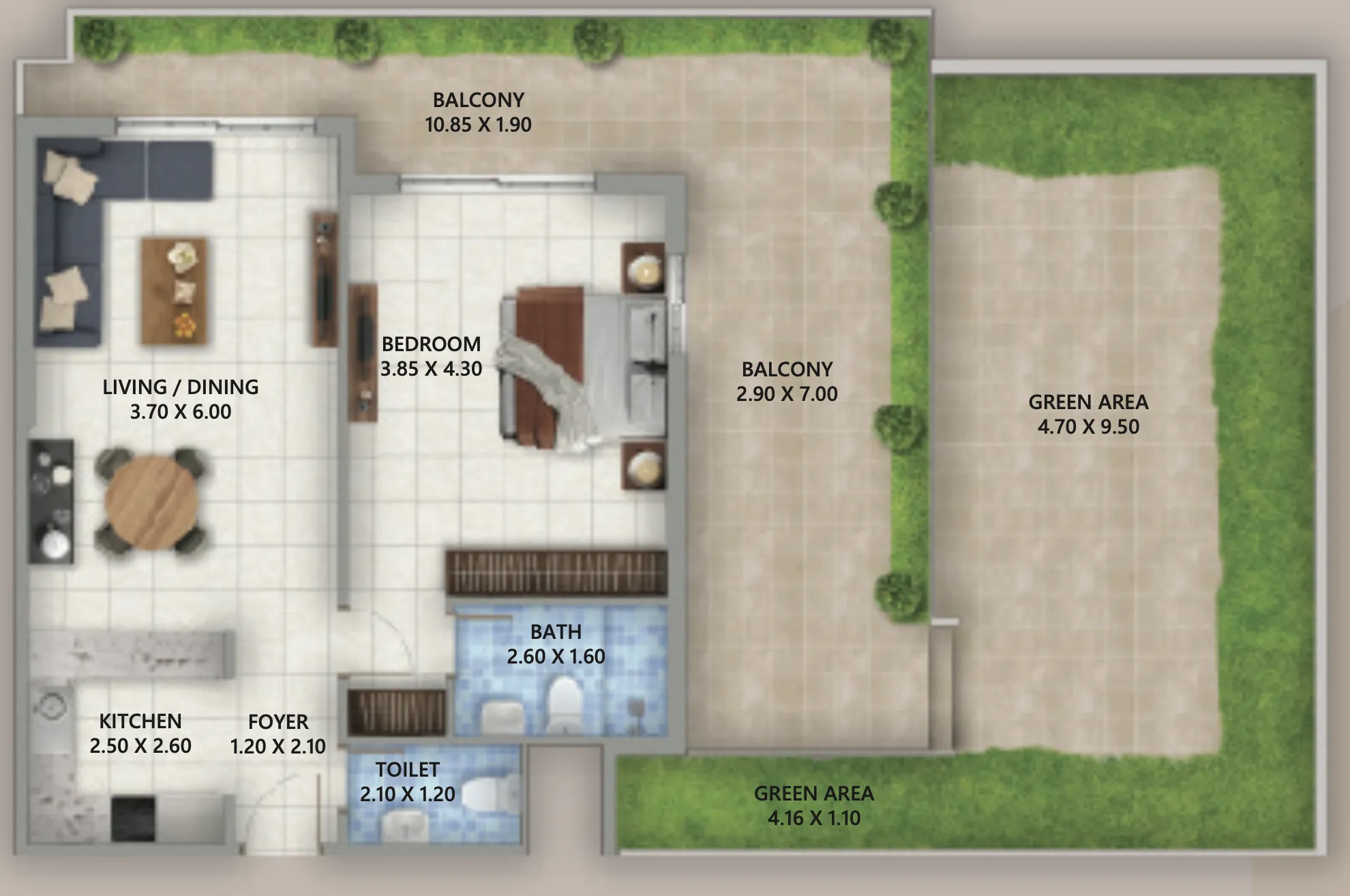 1 bedroom layout