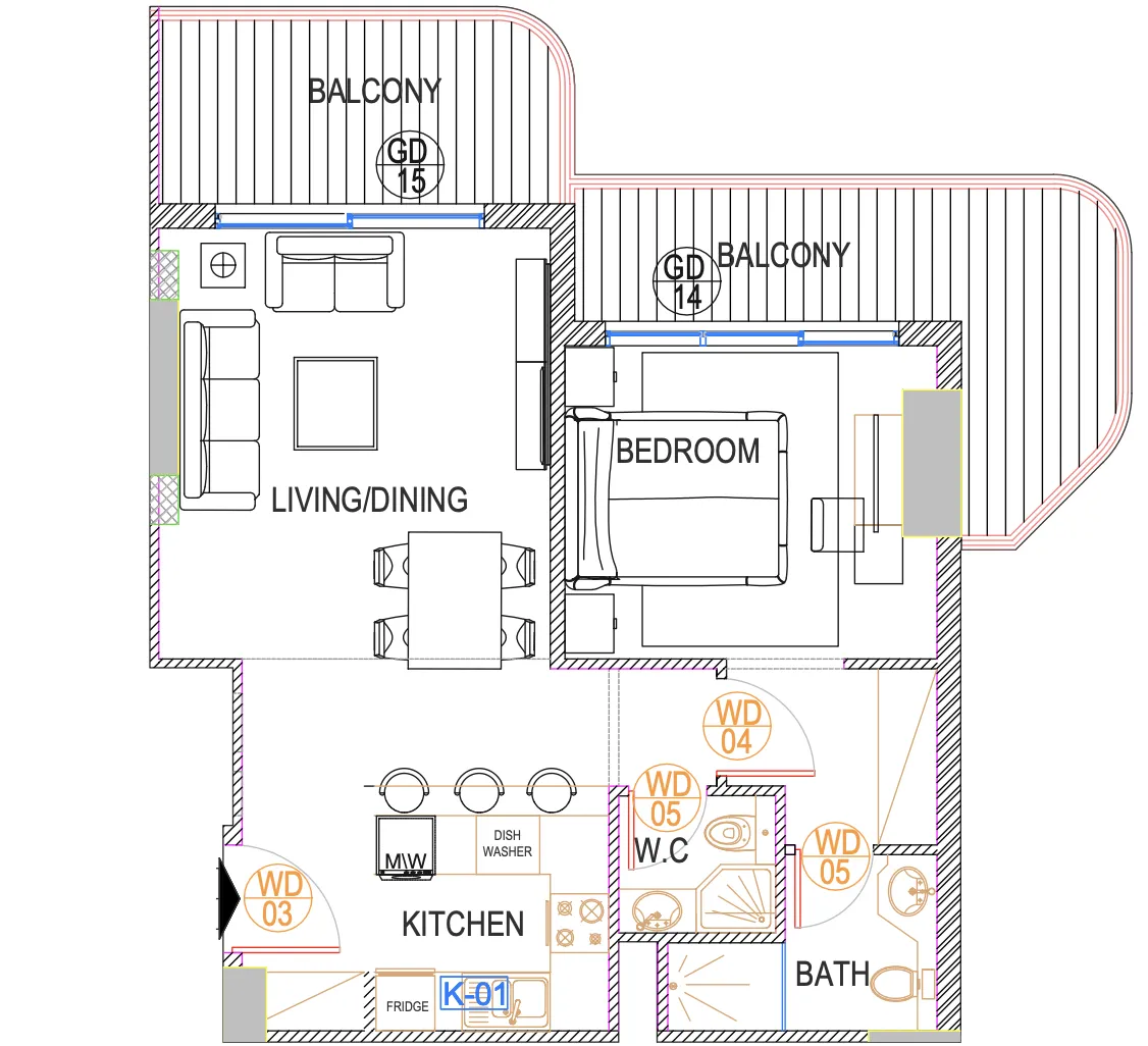 1 bedroom layout