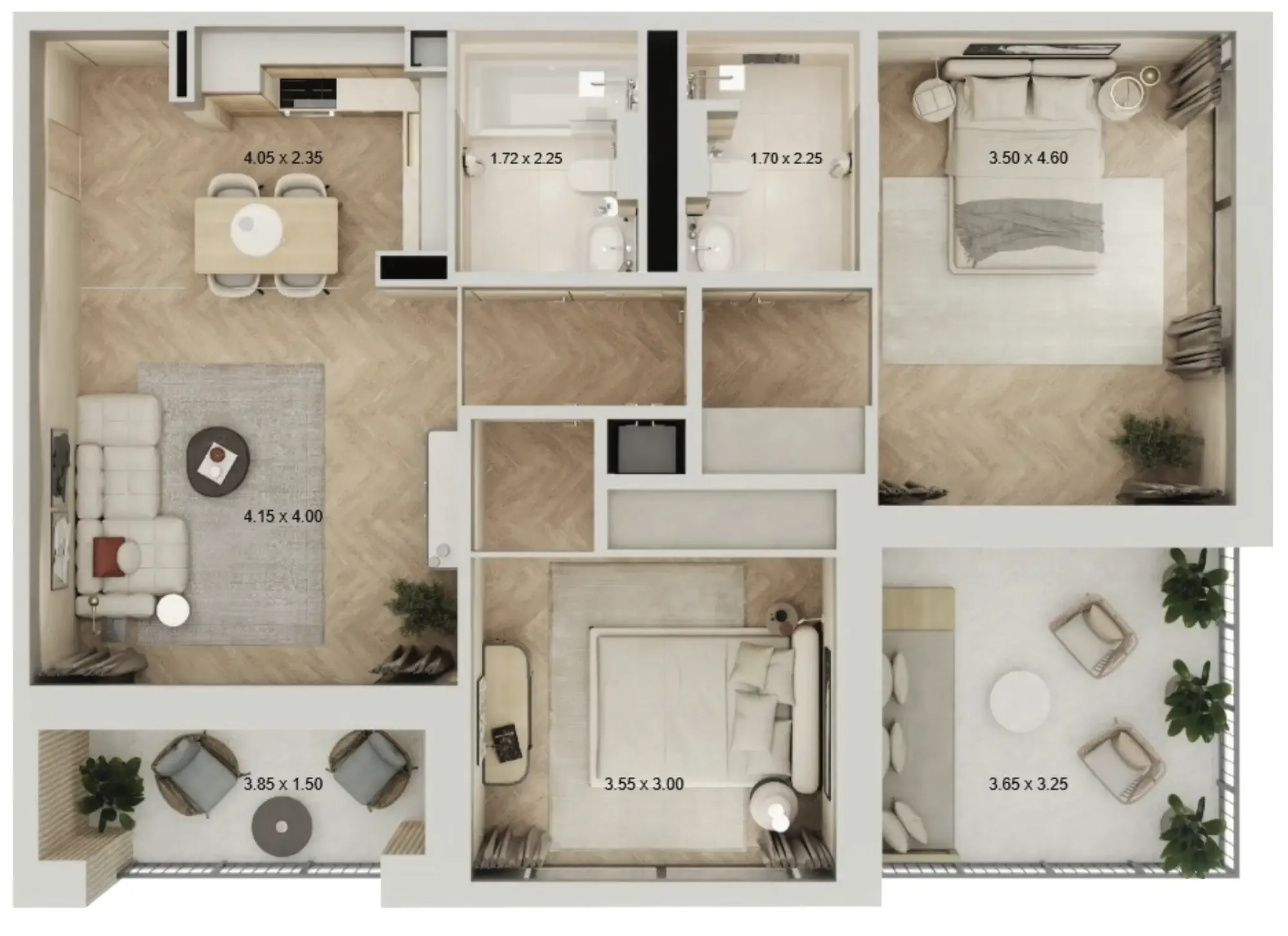 2 bedroom layout