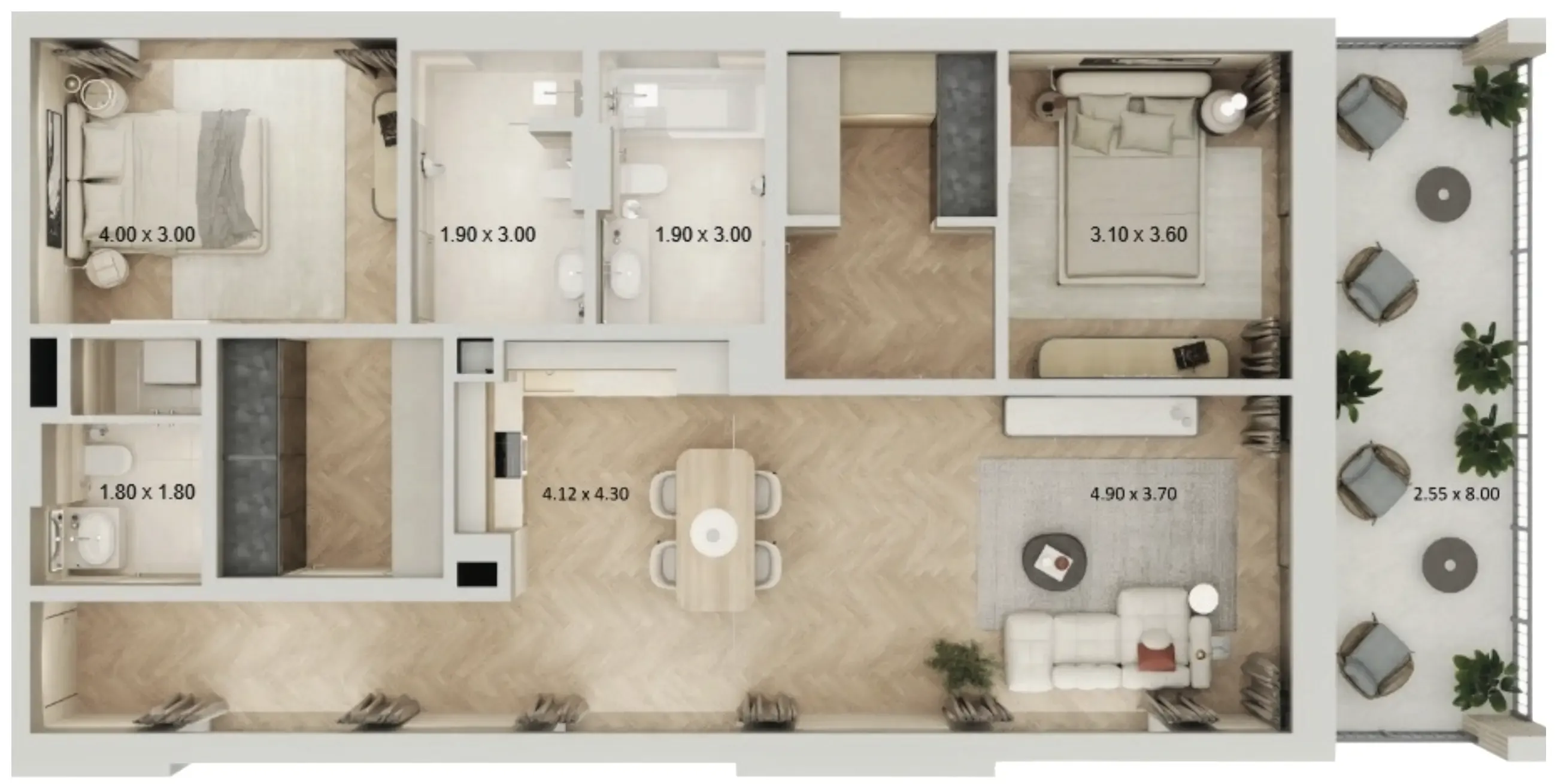2 bedroom layout
