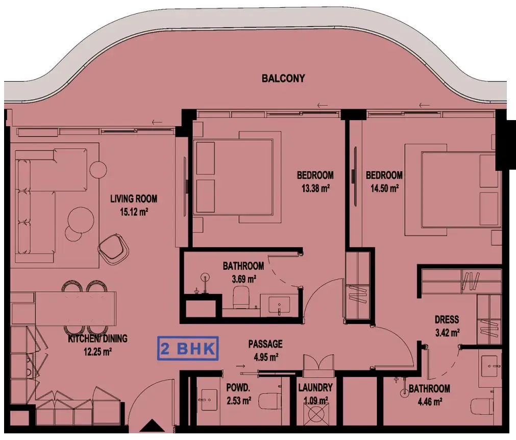 2 bedroom layout