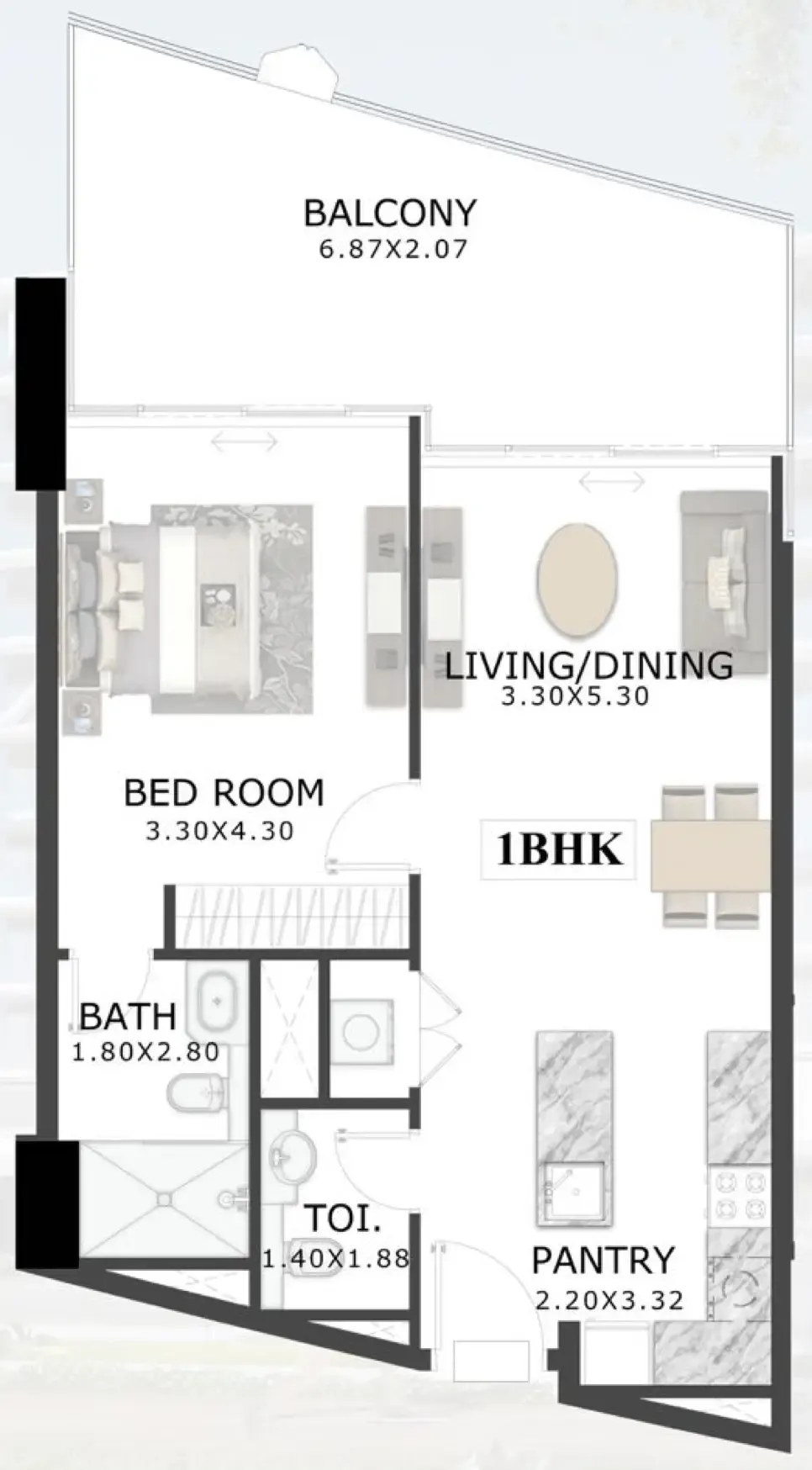 1 bedroom layout
