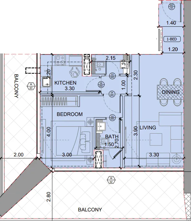 1 bedroom layout