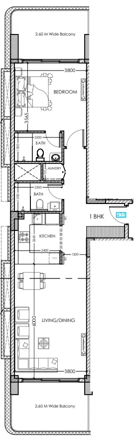 1 bedroom layout