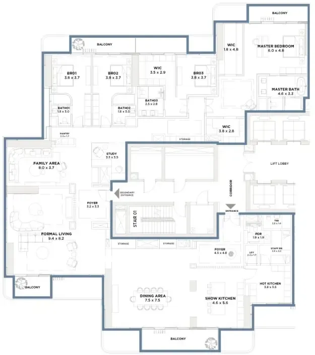 4 bedroom layout