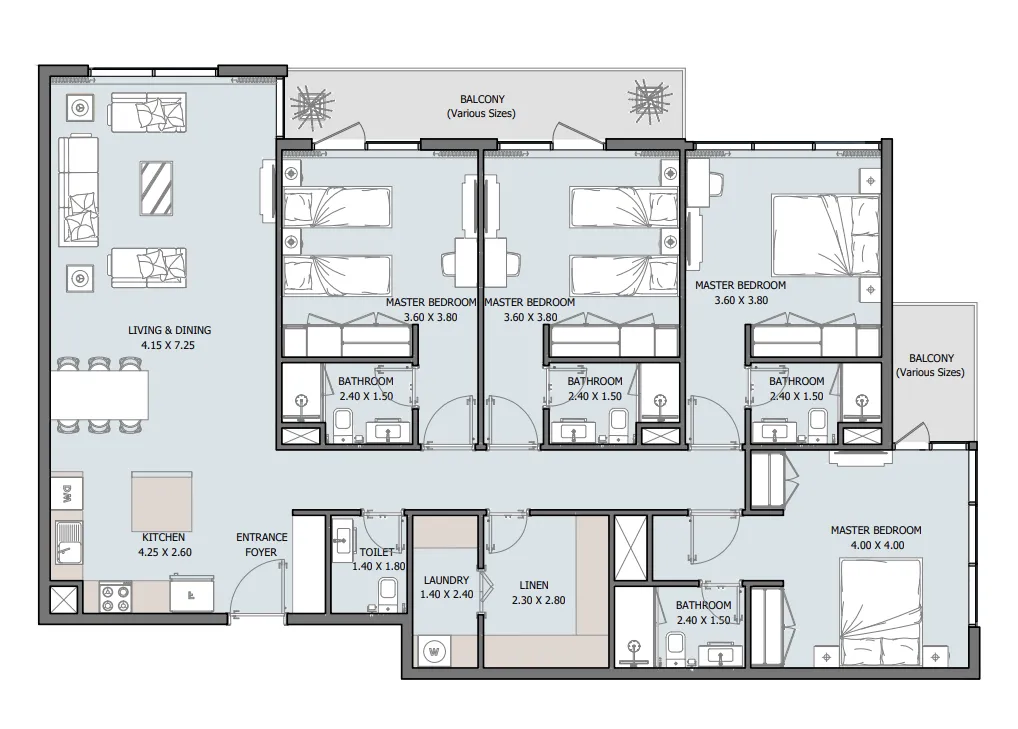 4 bedroom layout