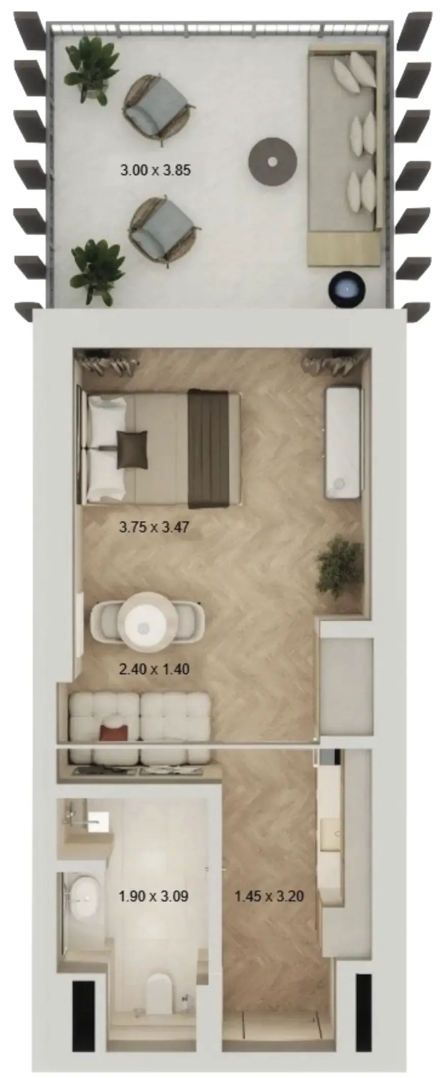 0 bedroom layout