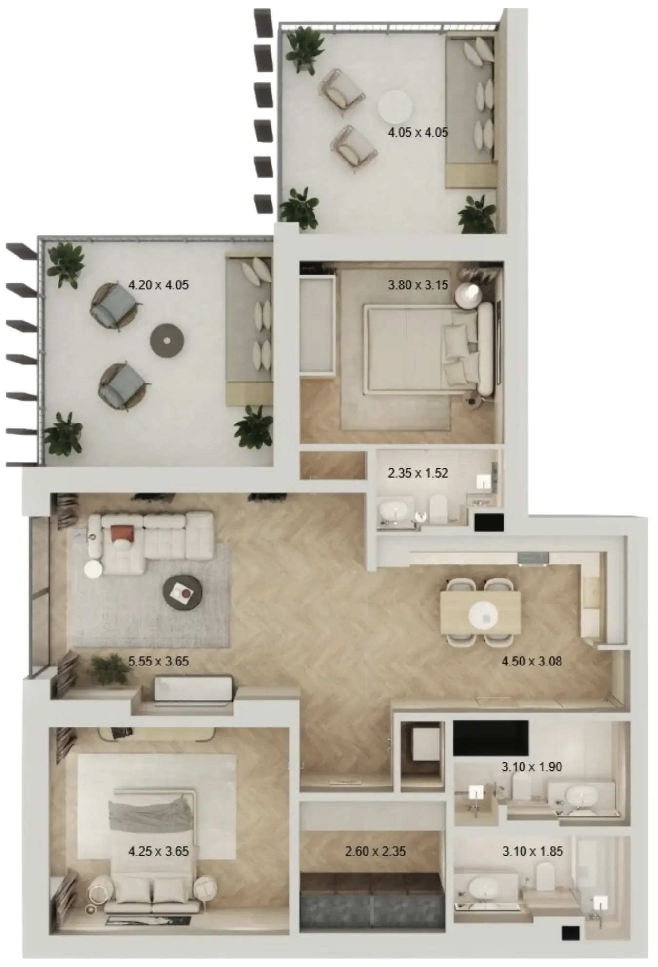 2 bedroom layout