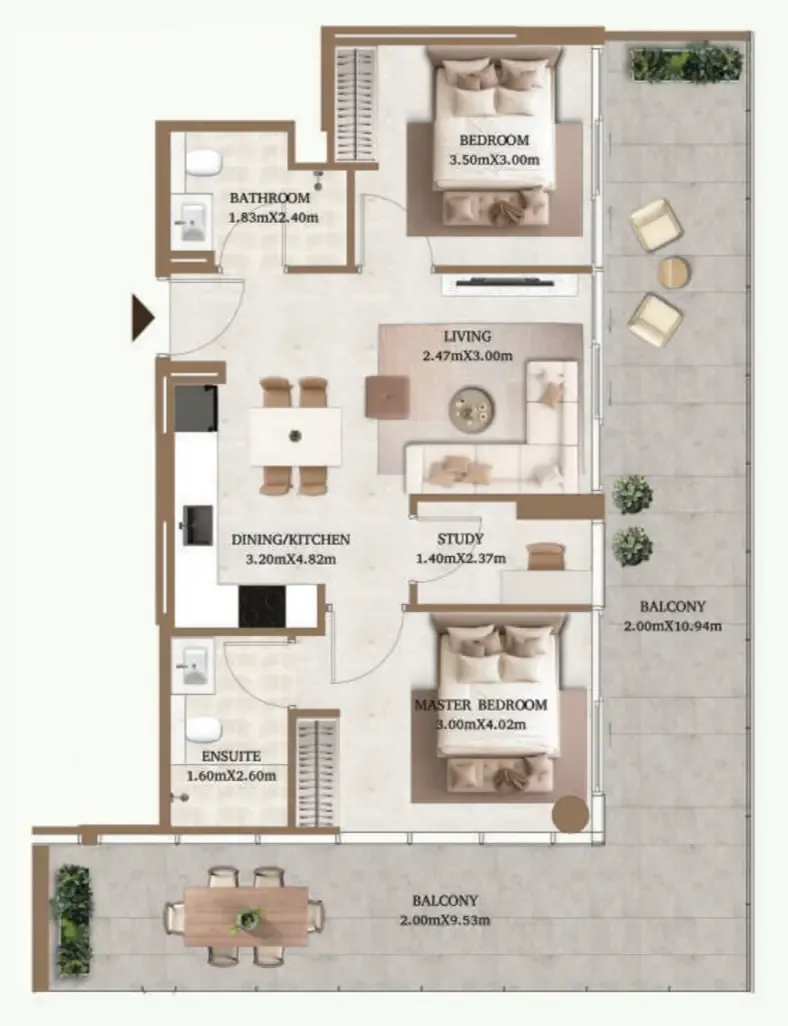 2 bedroom layout