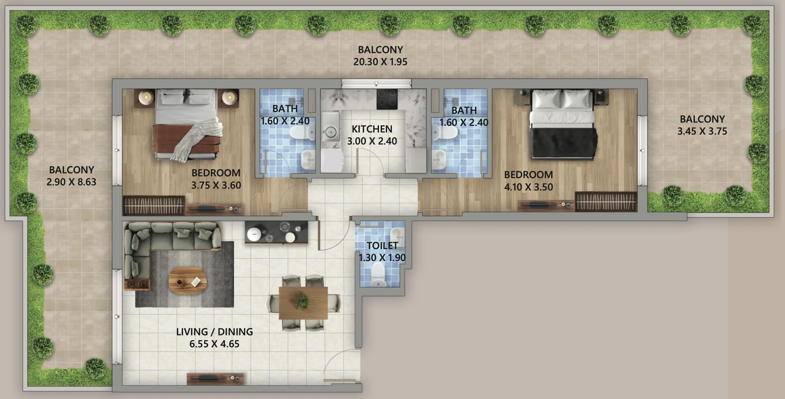 2 bedroom layout