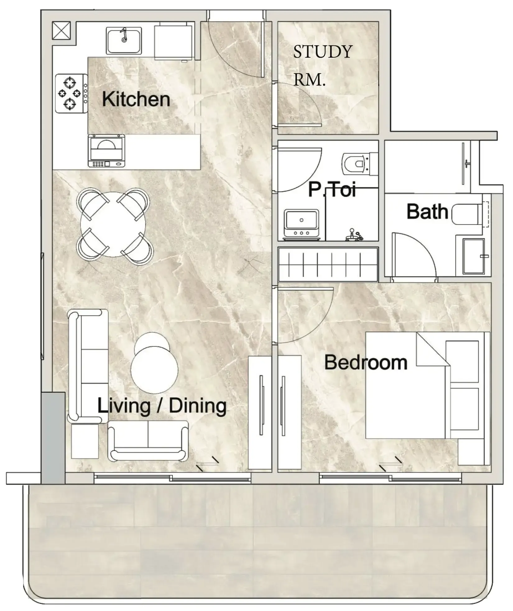 1 bedroom layout