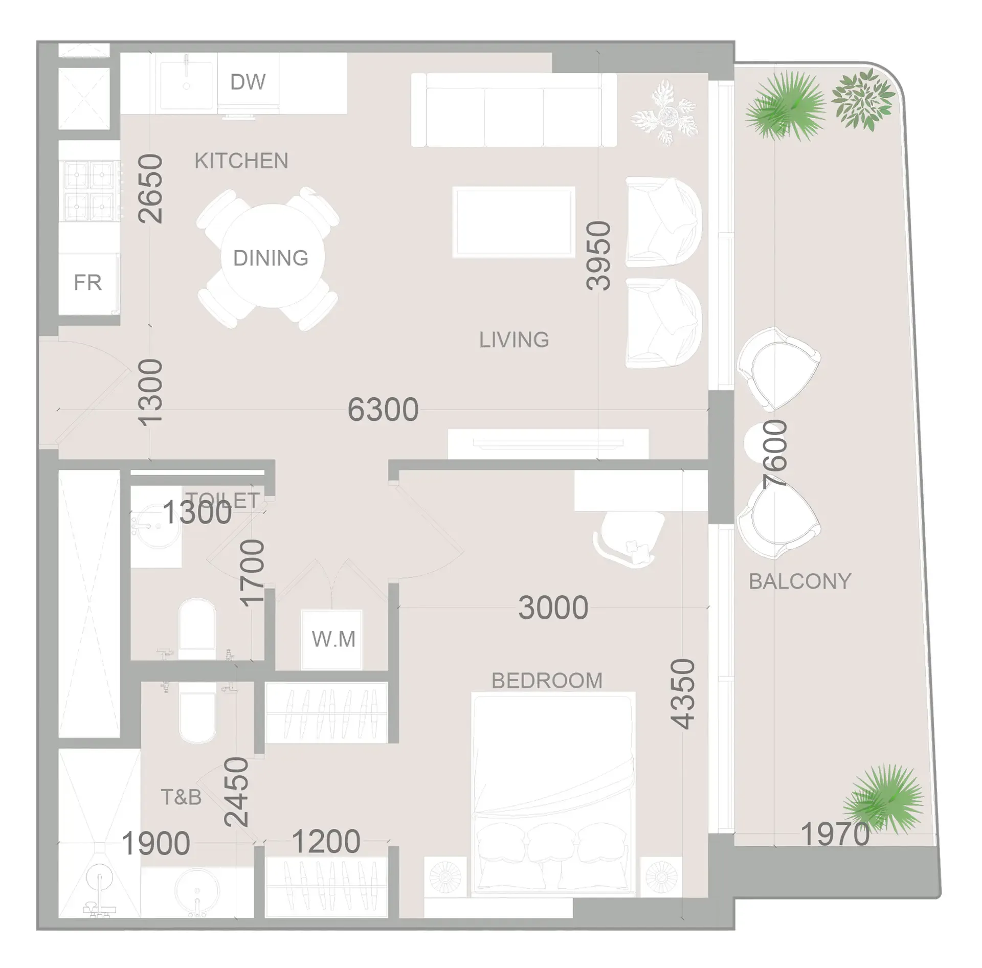 1 bedroom layout