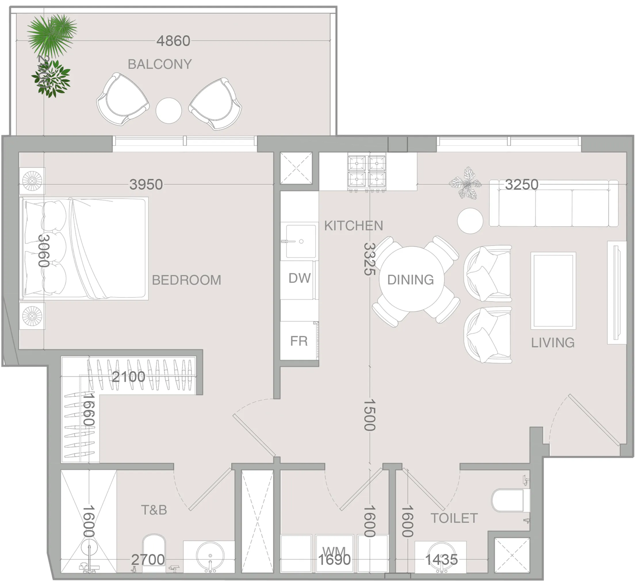 1 bedroom layout