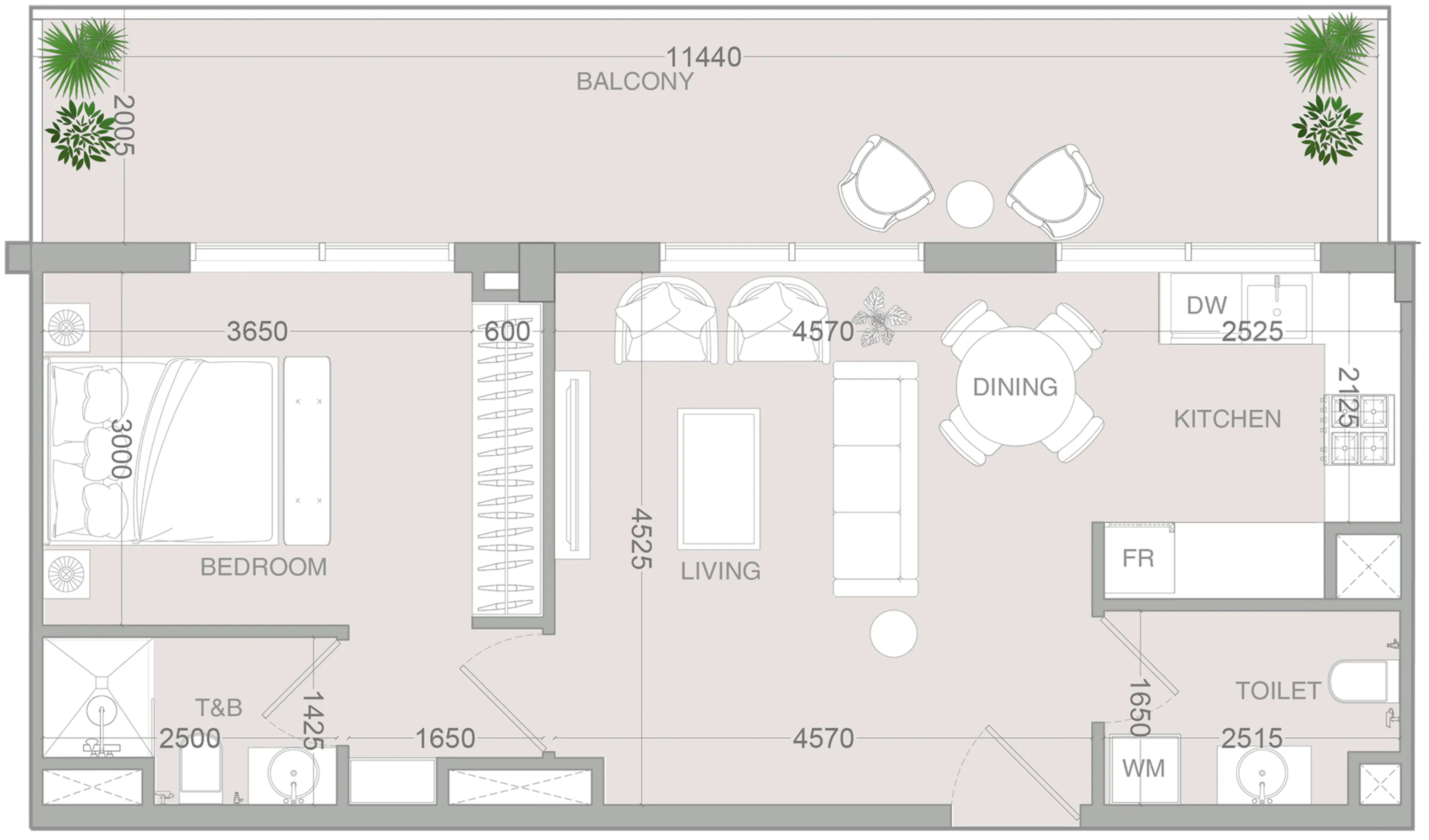1 bedroom layout