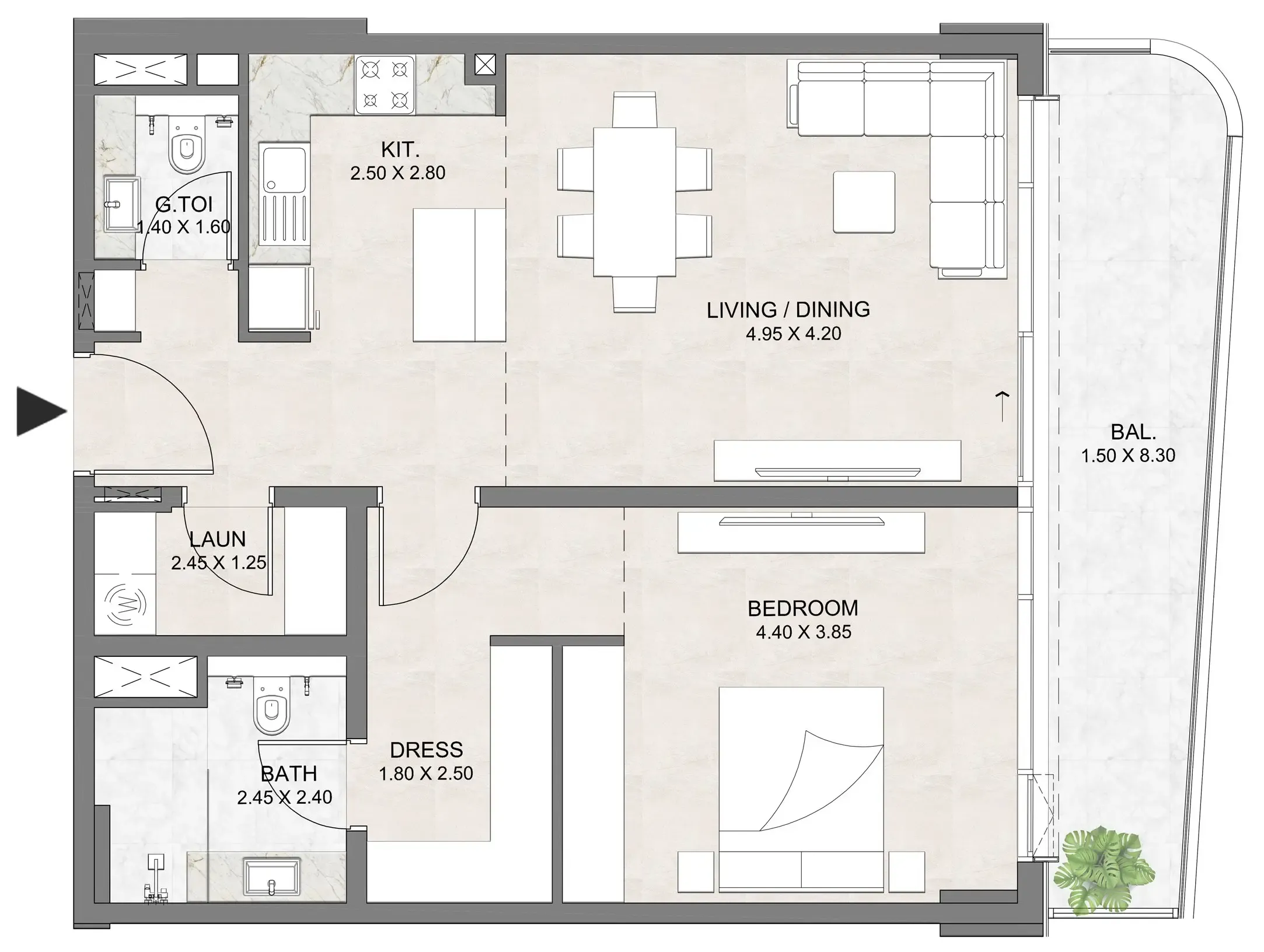 1 bedroom layout