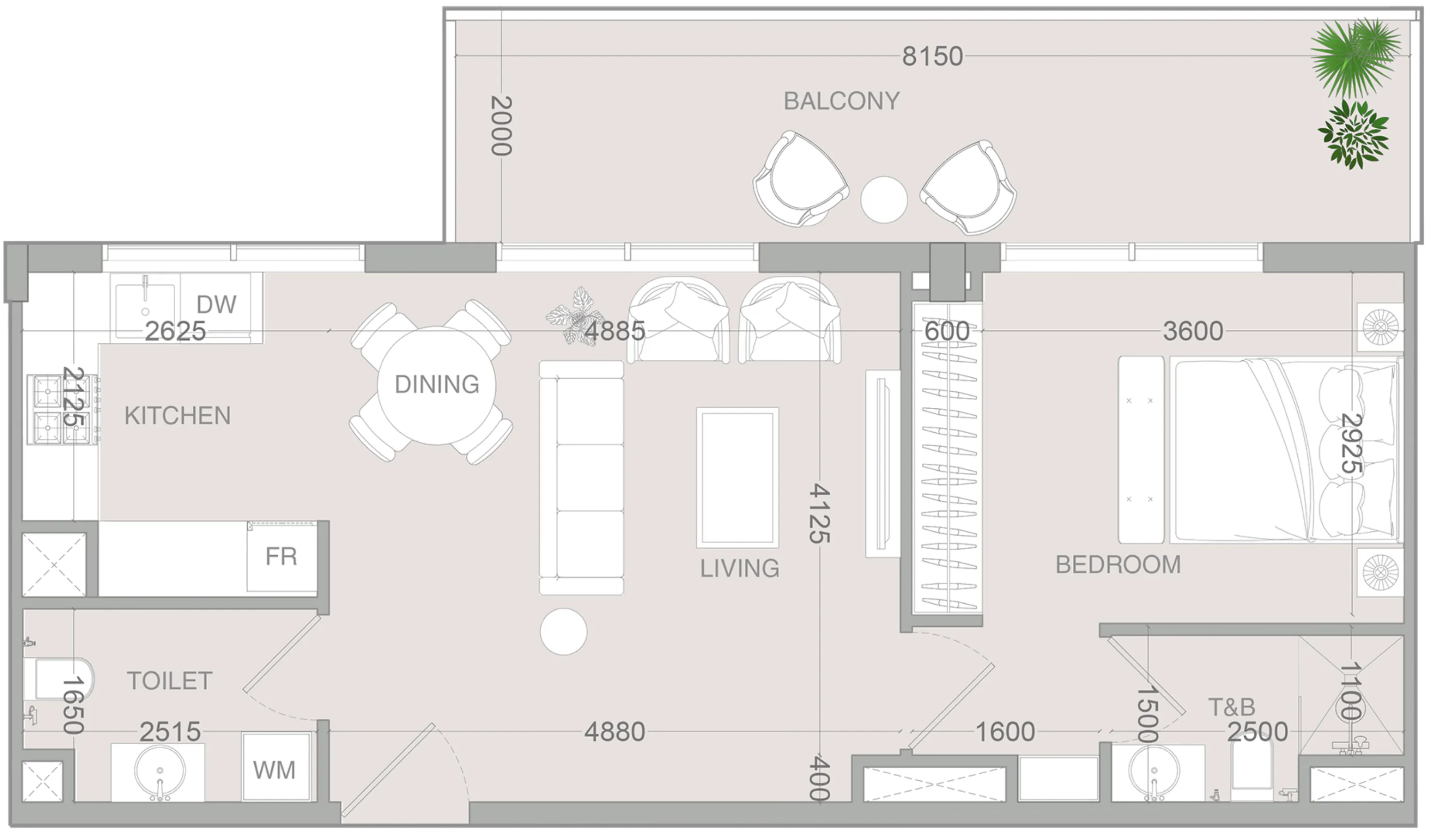 1 bedroom layout