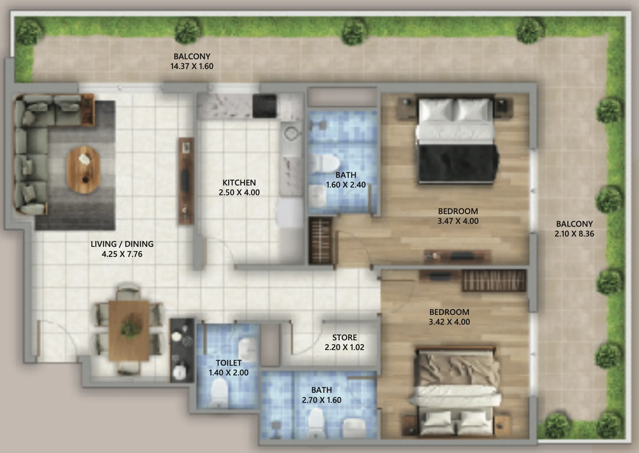 2 bedroom layout