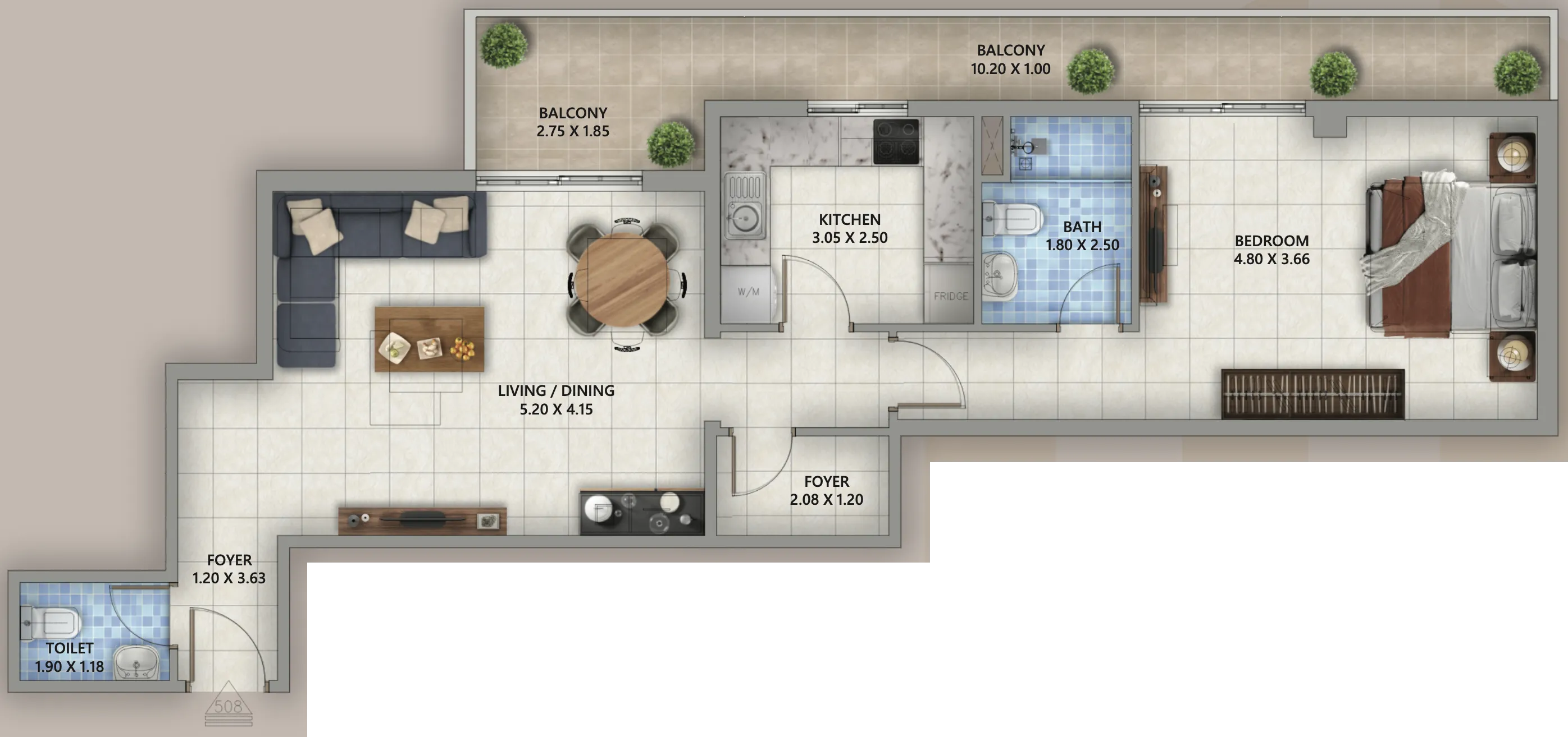 1 bedroom layout
