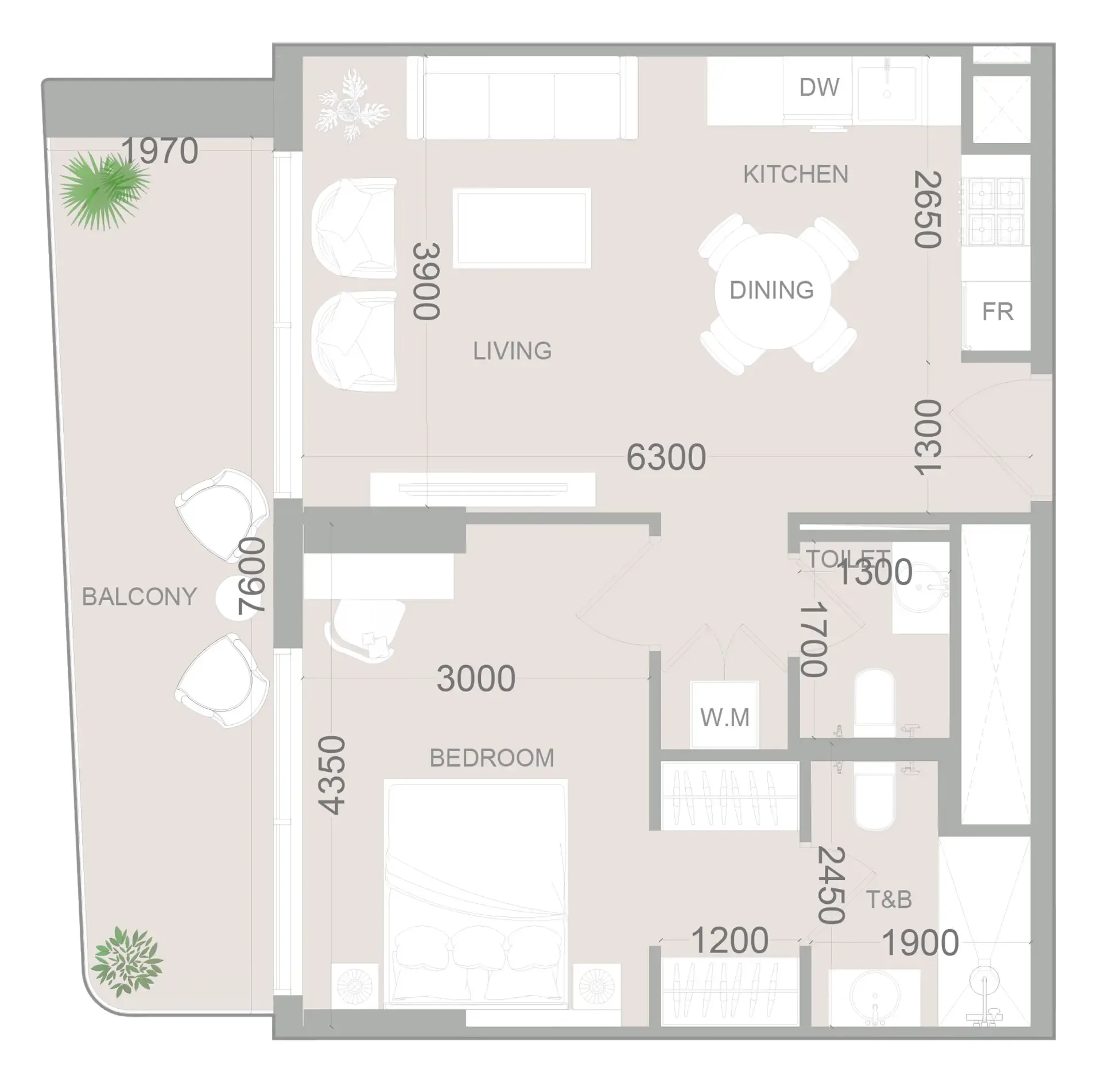 1 bedroom layout