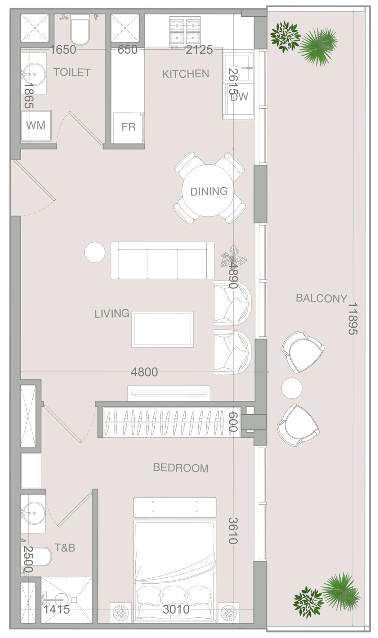 1 bedroom layout
