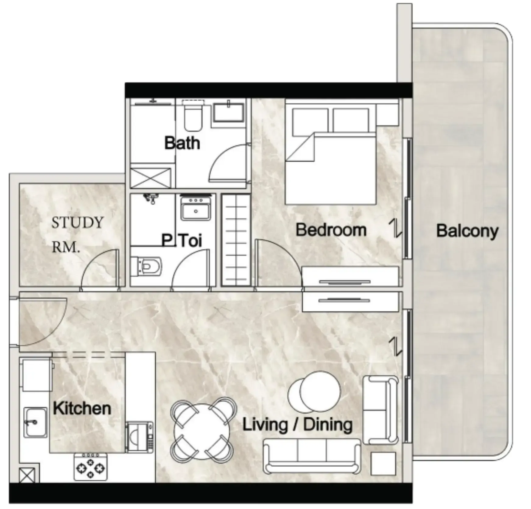 1 bedroom layout