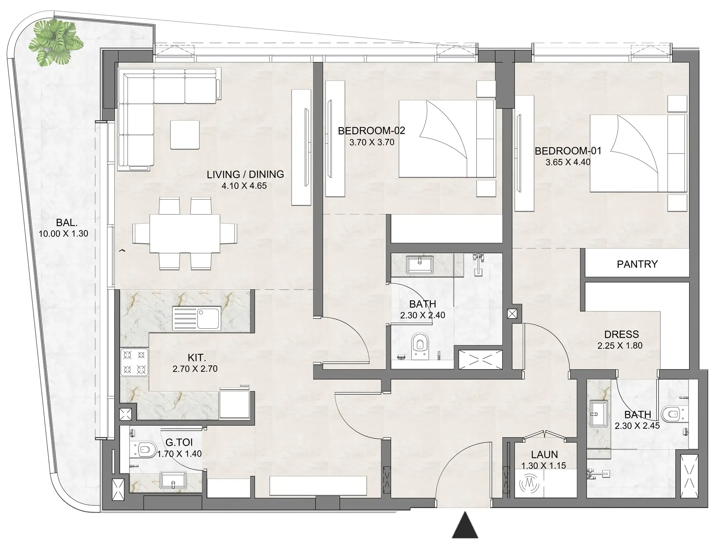 2 bedroom layout