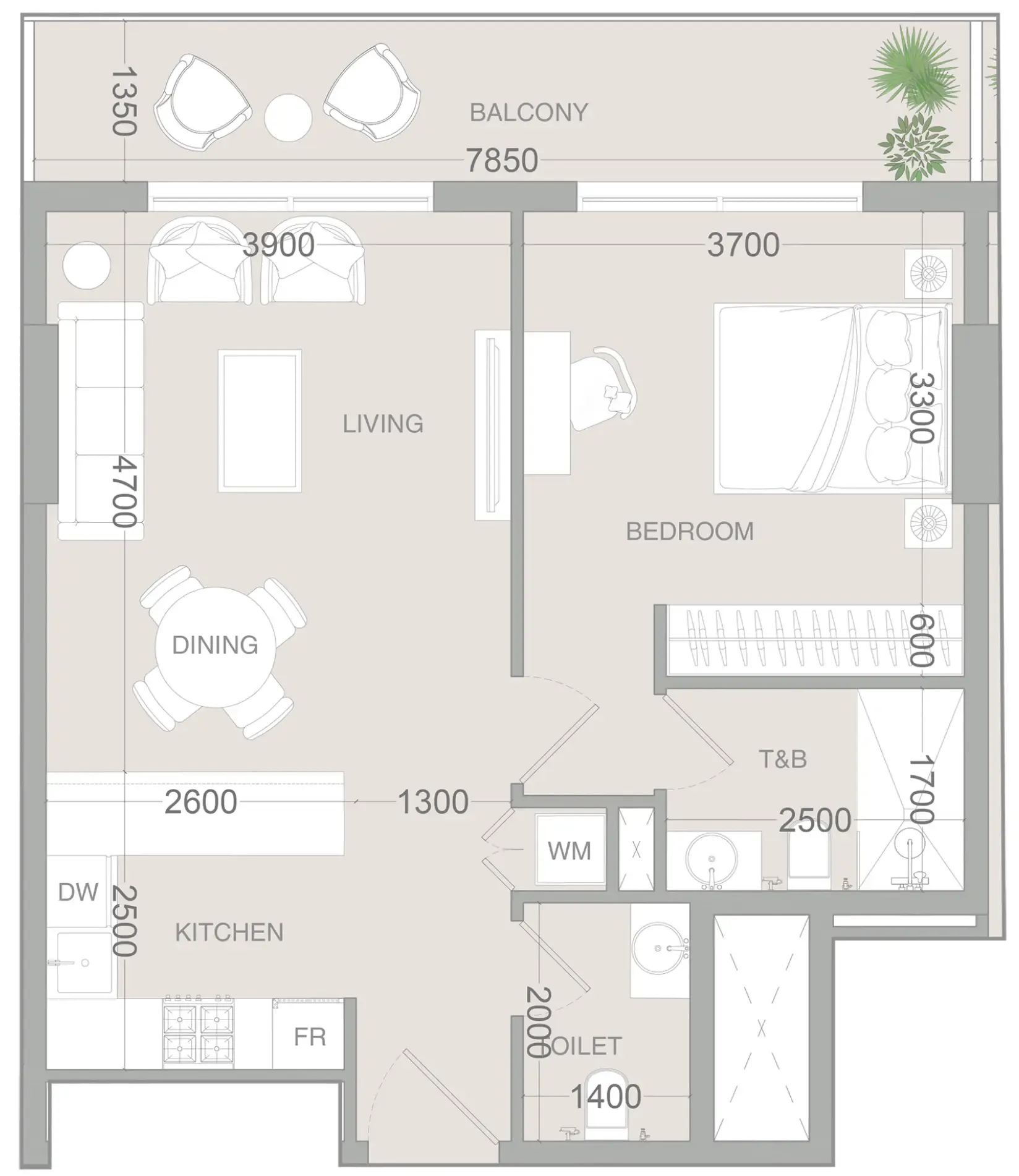 1 bedroom layout
