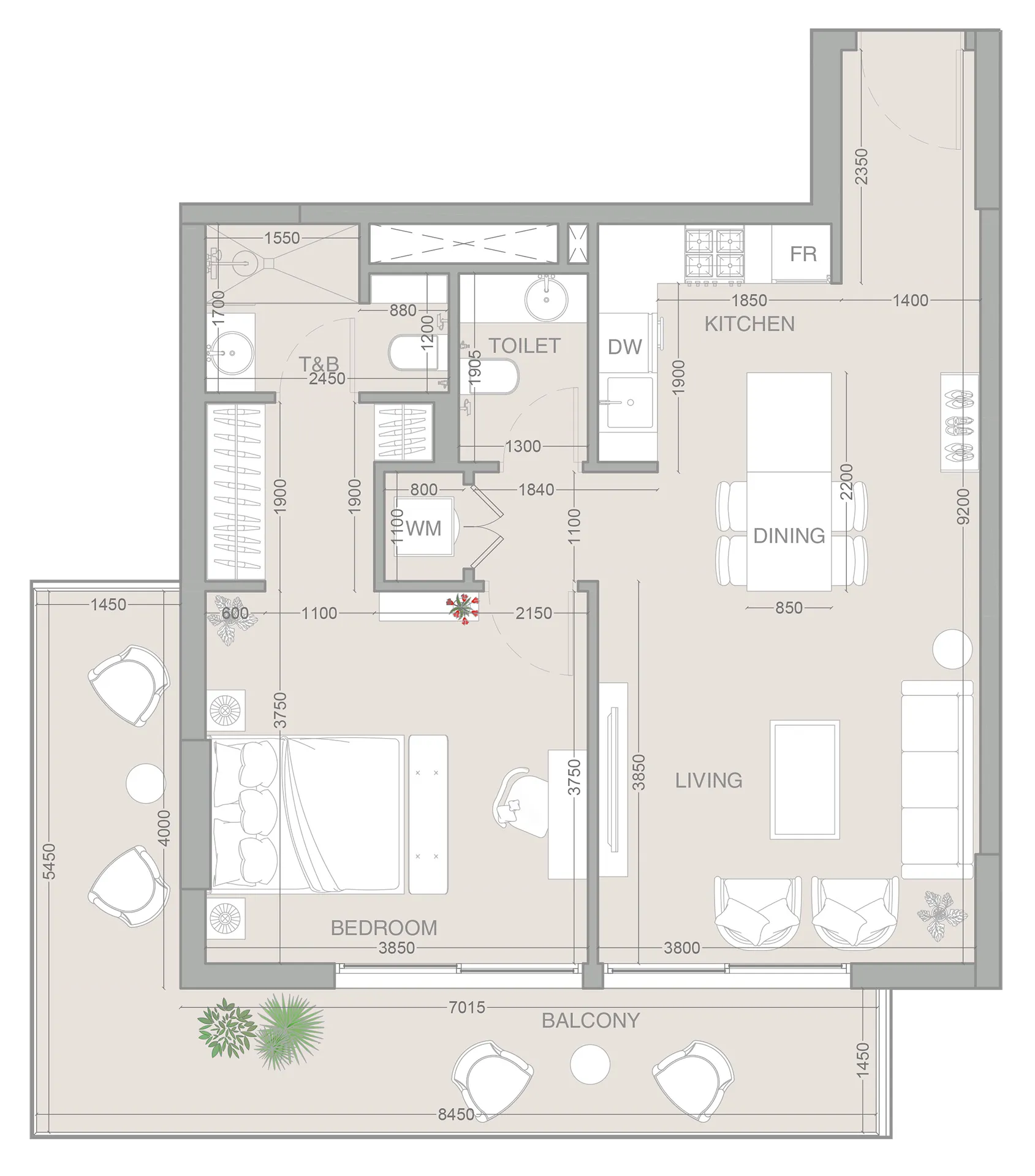 1 bedroom layout