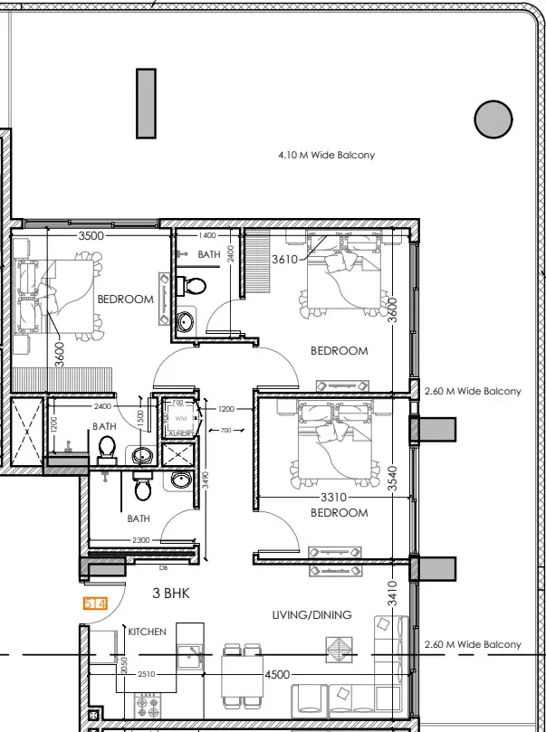 3 bedroom layout