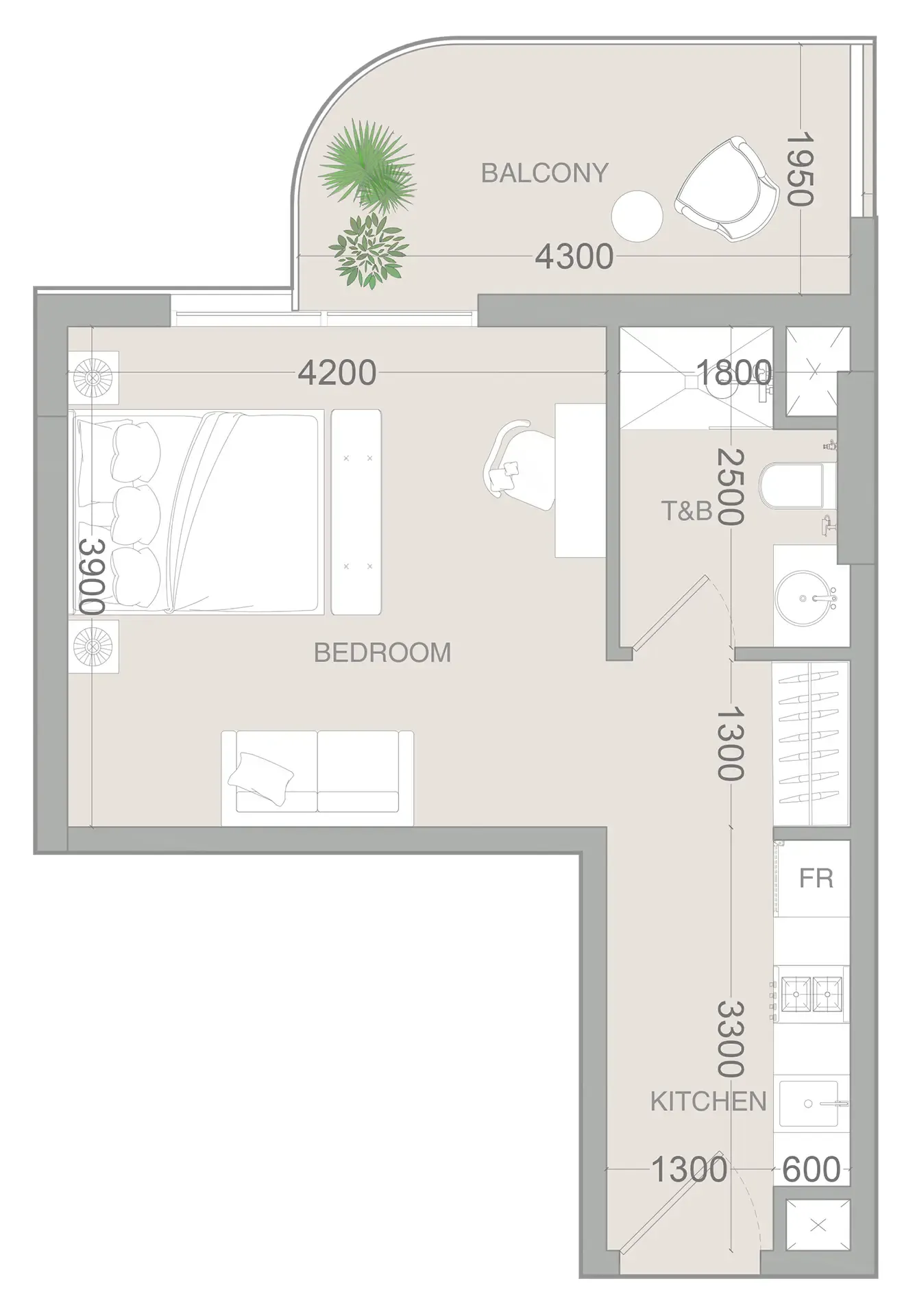 0 bedroom layout