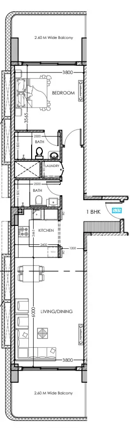 1 bedroom layout