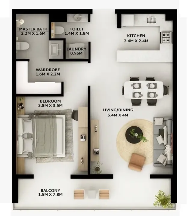 1 bedroom layout