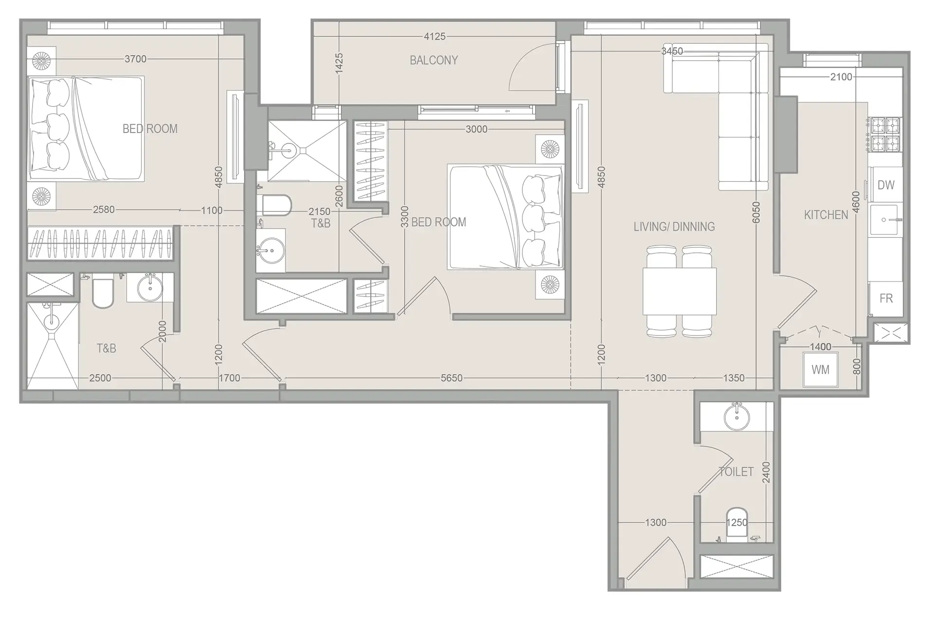 2 bedroom layout