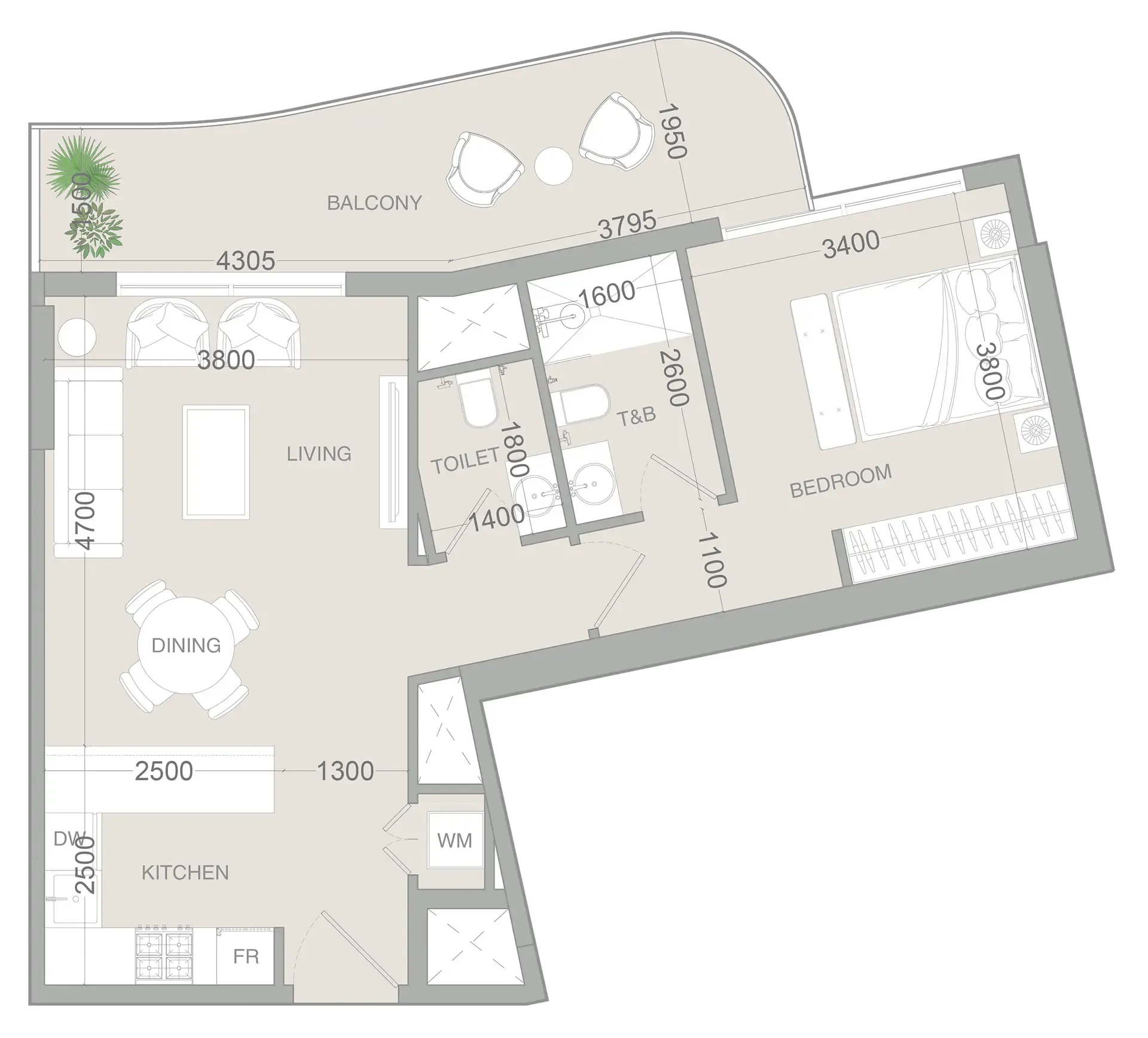 1 bedroom layout