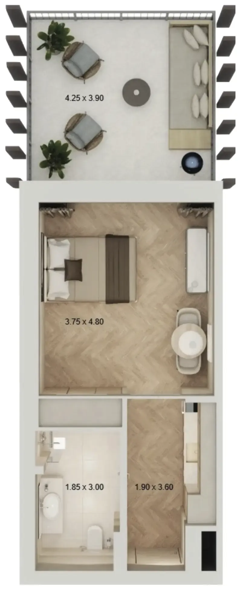 0 bedroom layout