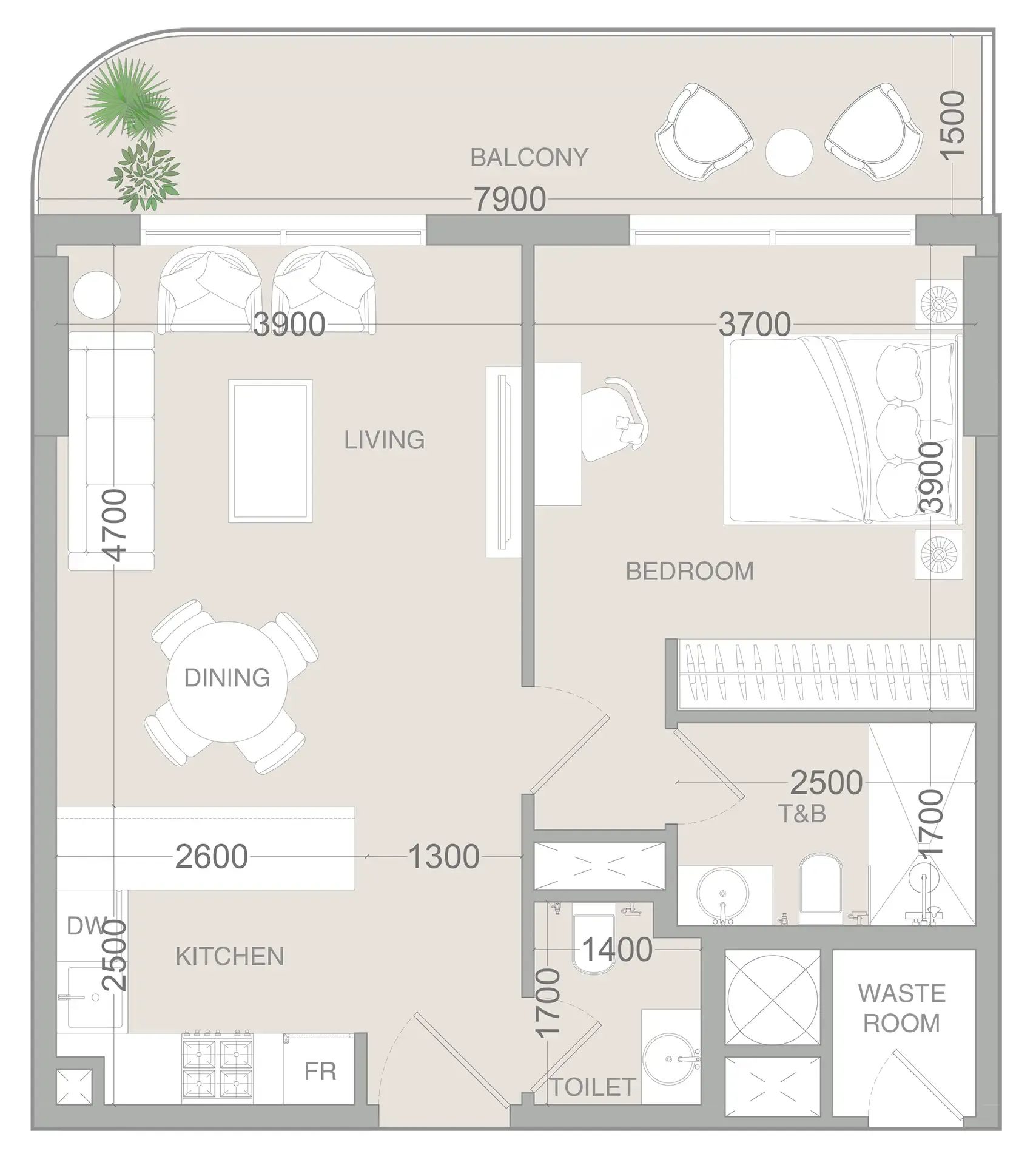 1 bedroom layout