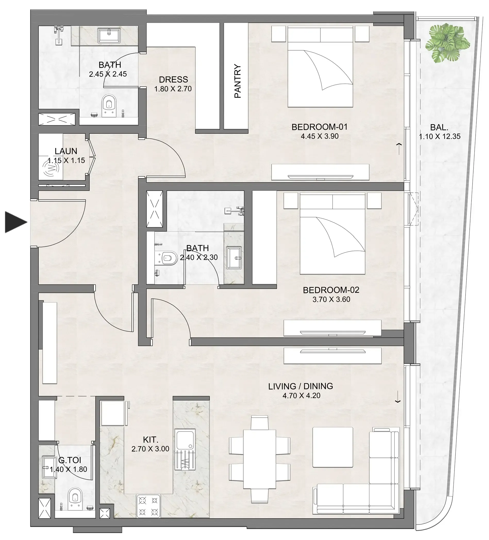 2 bedroom layout