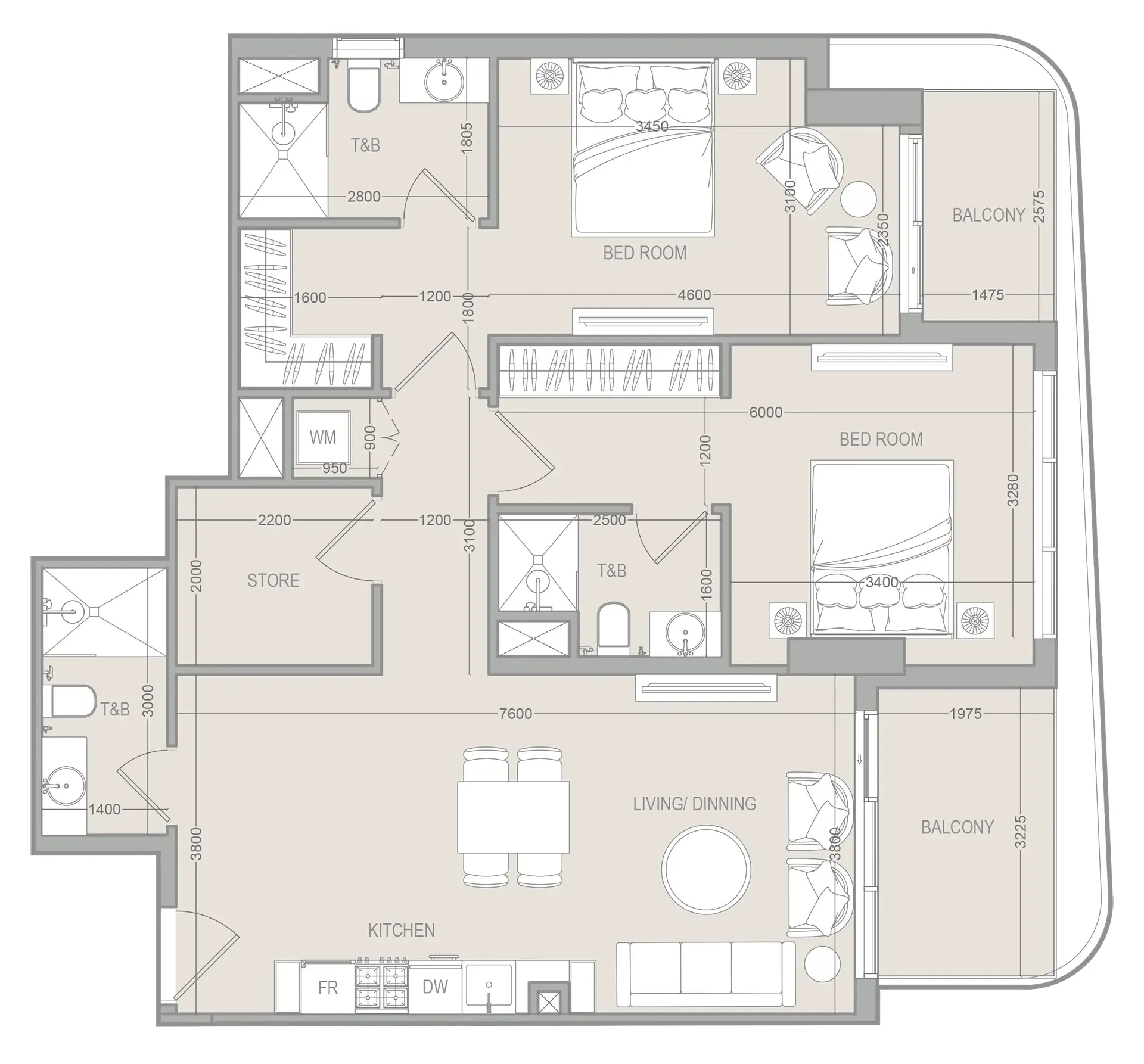2 bedroom layout