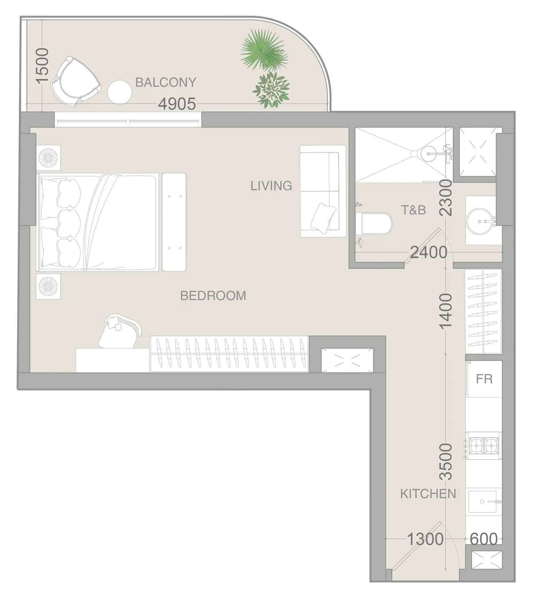 0 bedroom layout