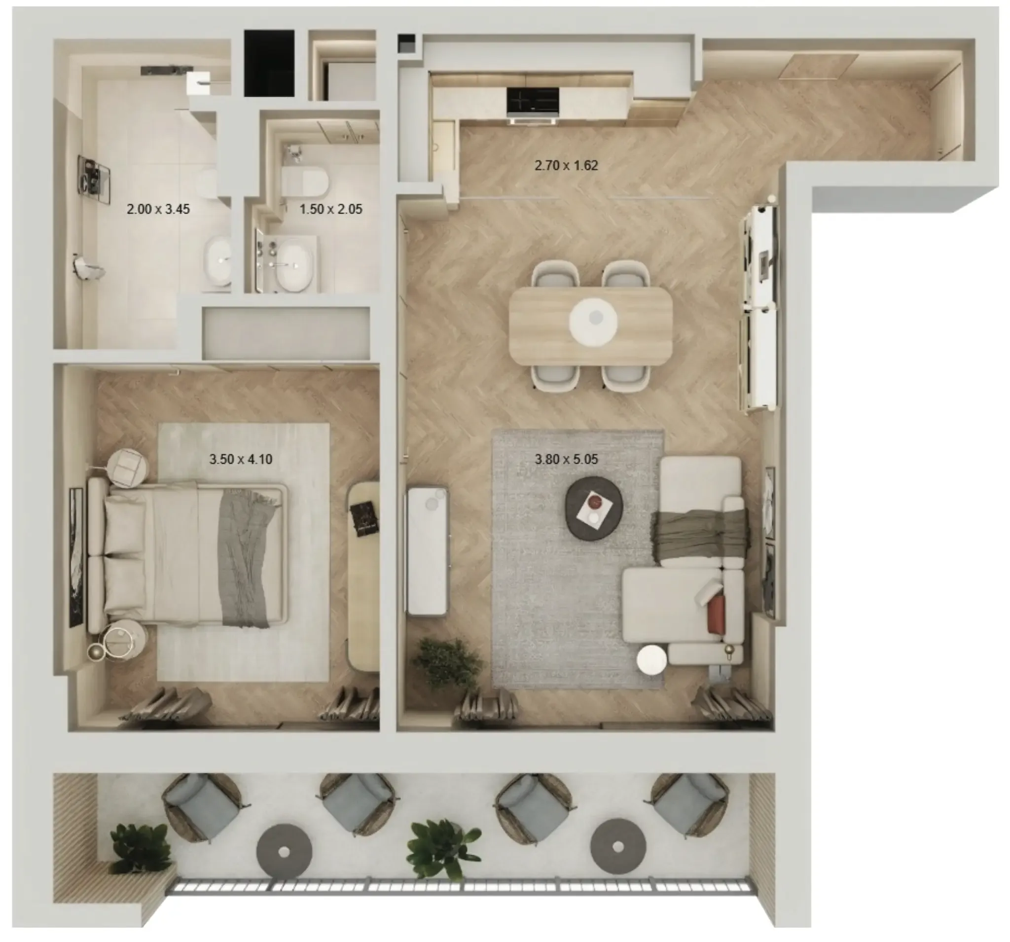 1 bedroom layout