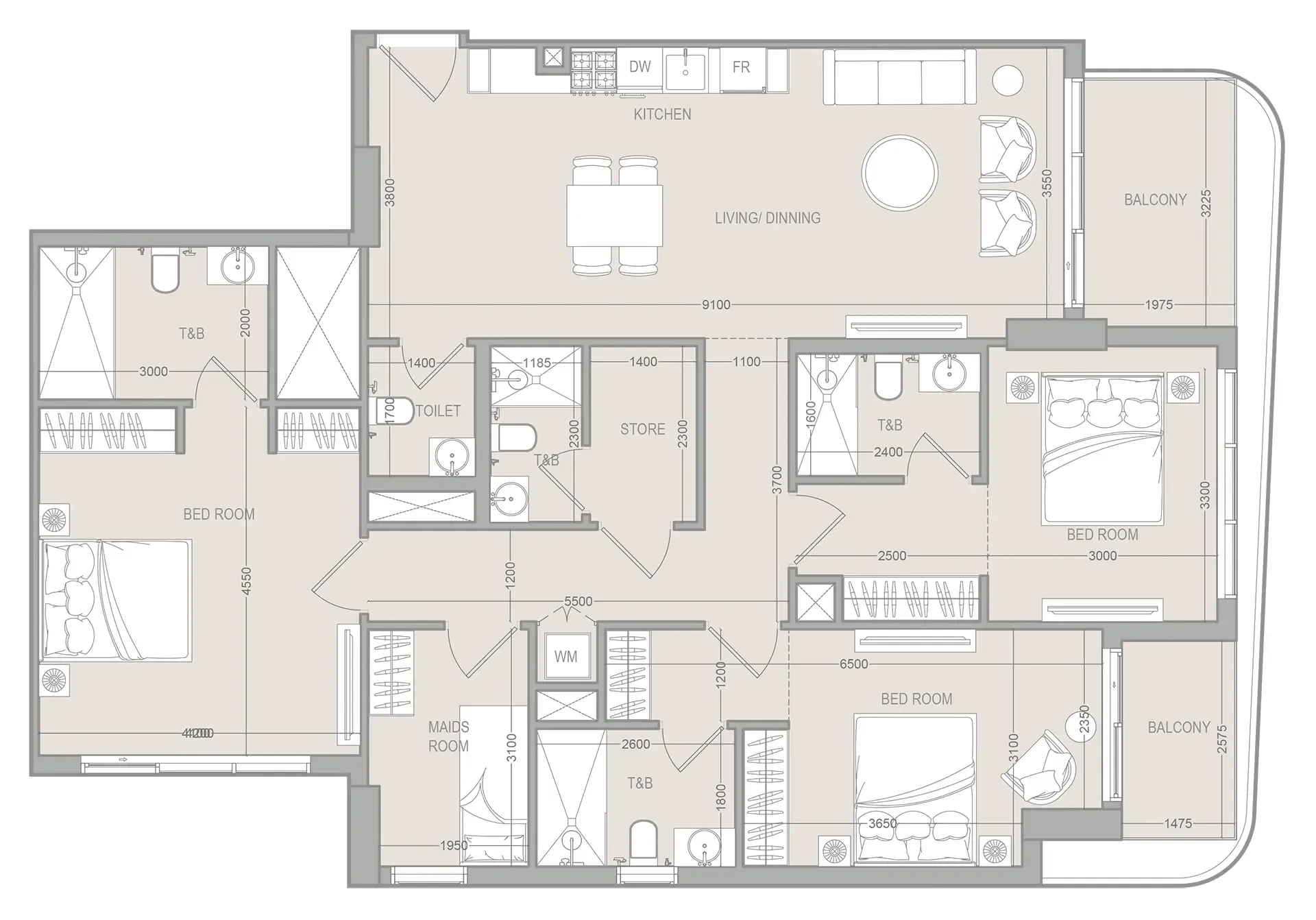 3 bedroom layout