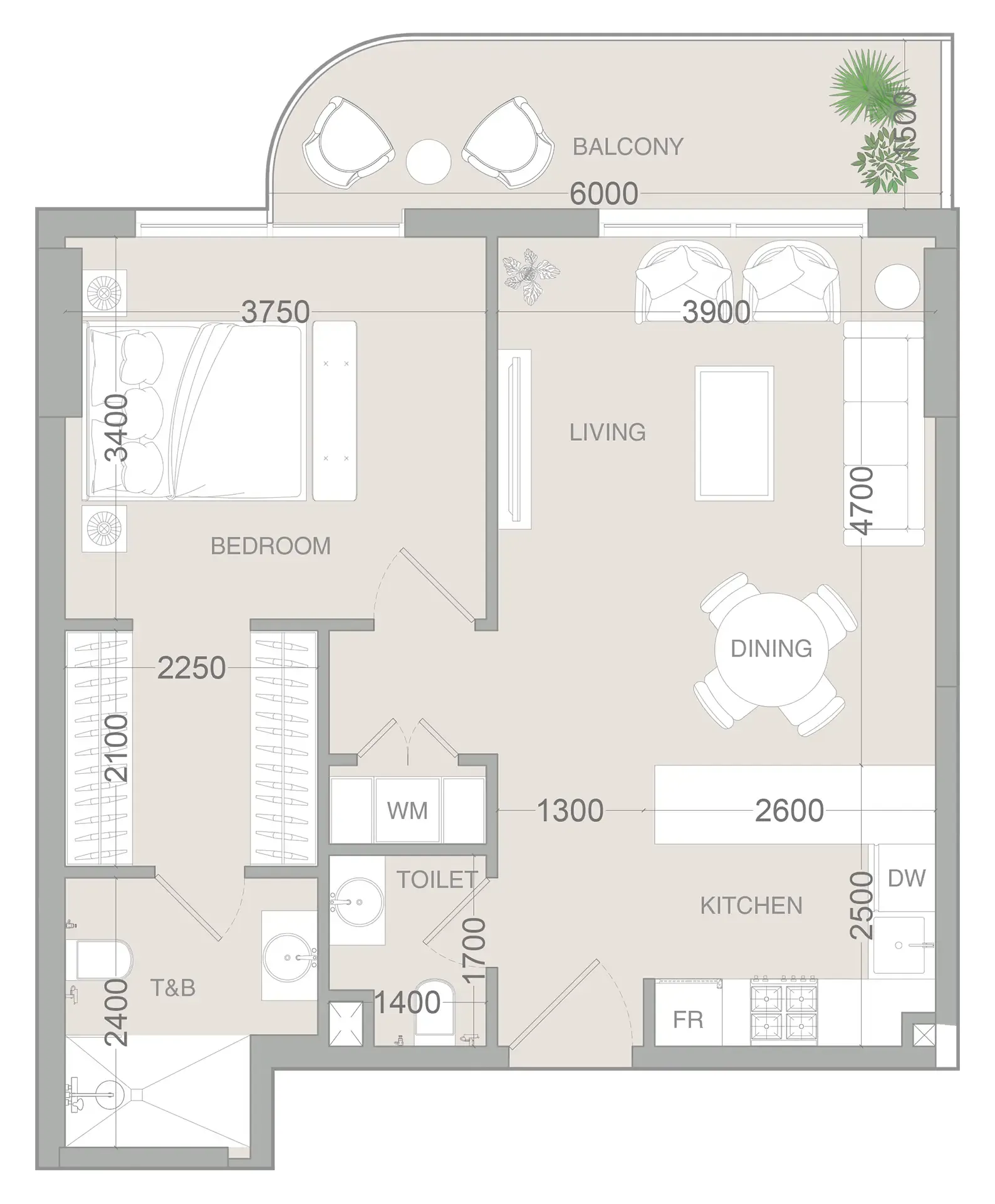 1 bedroom layout