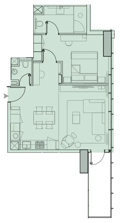 1 bedroom layout