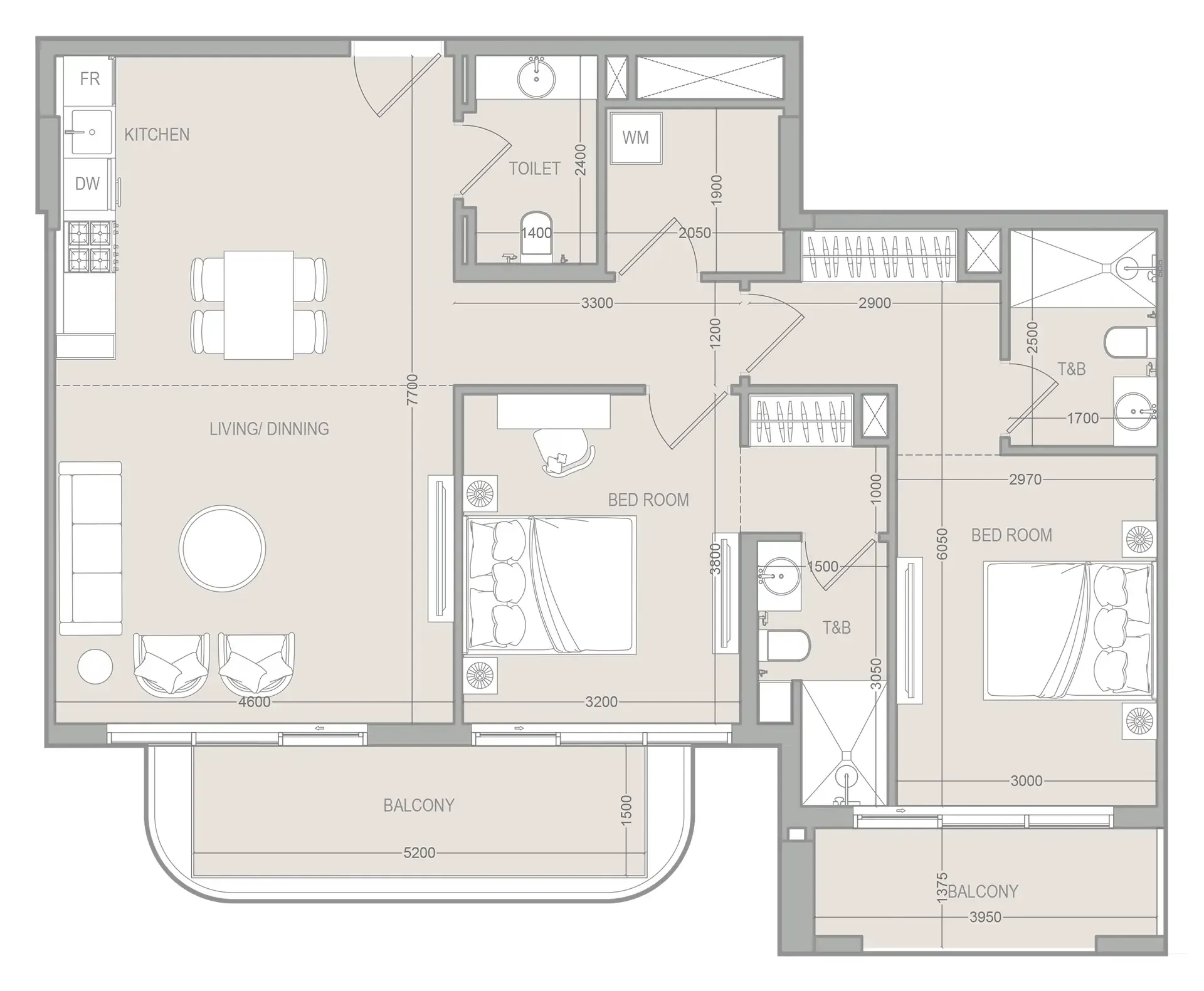 2 bedroom layout