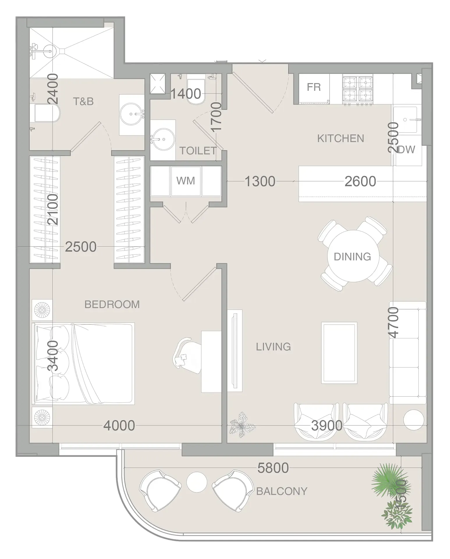 1 bedroom layout