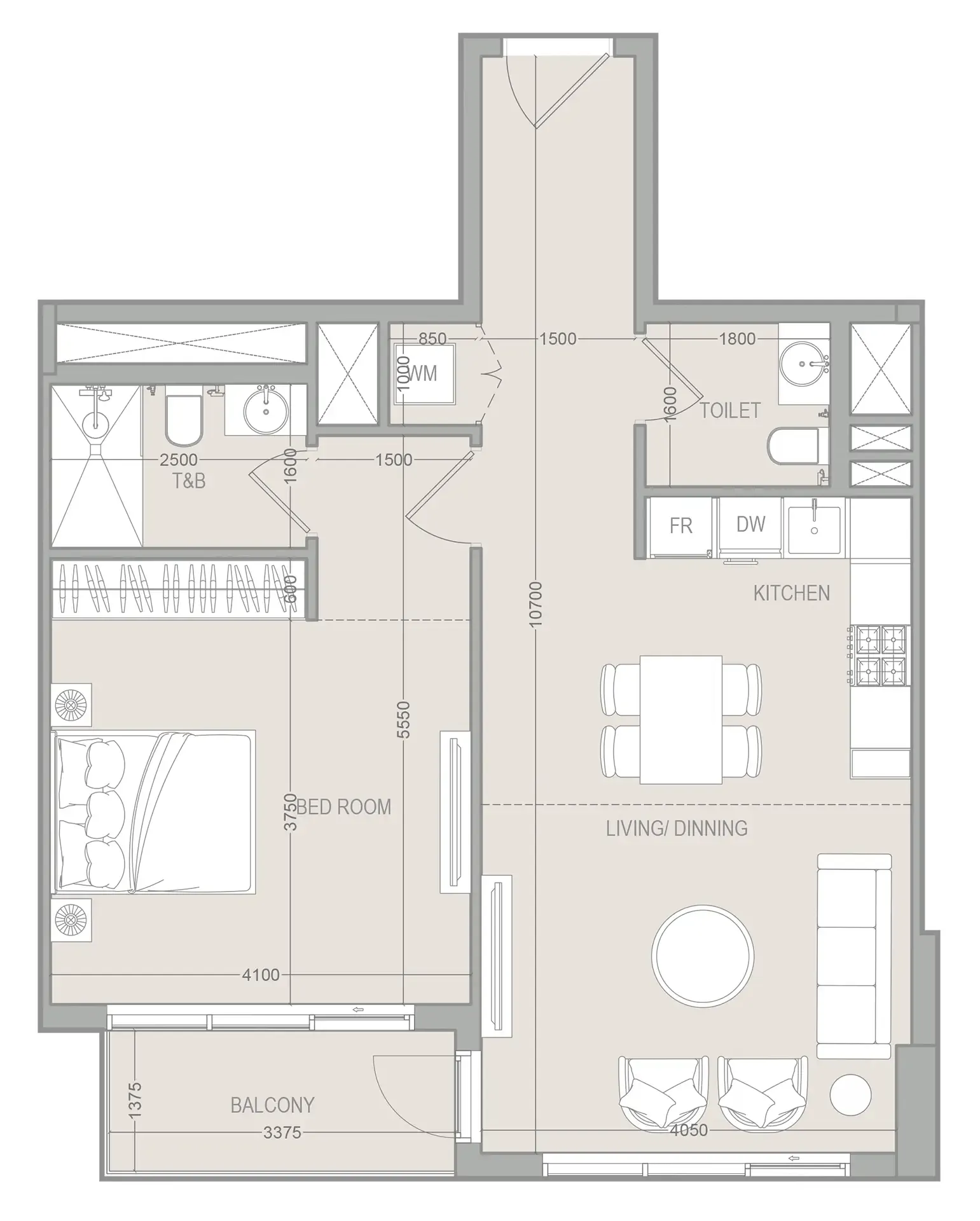 1 bedroom layout