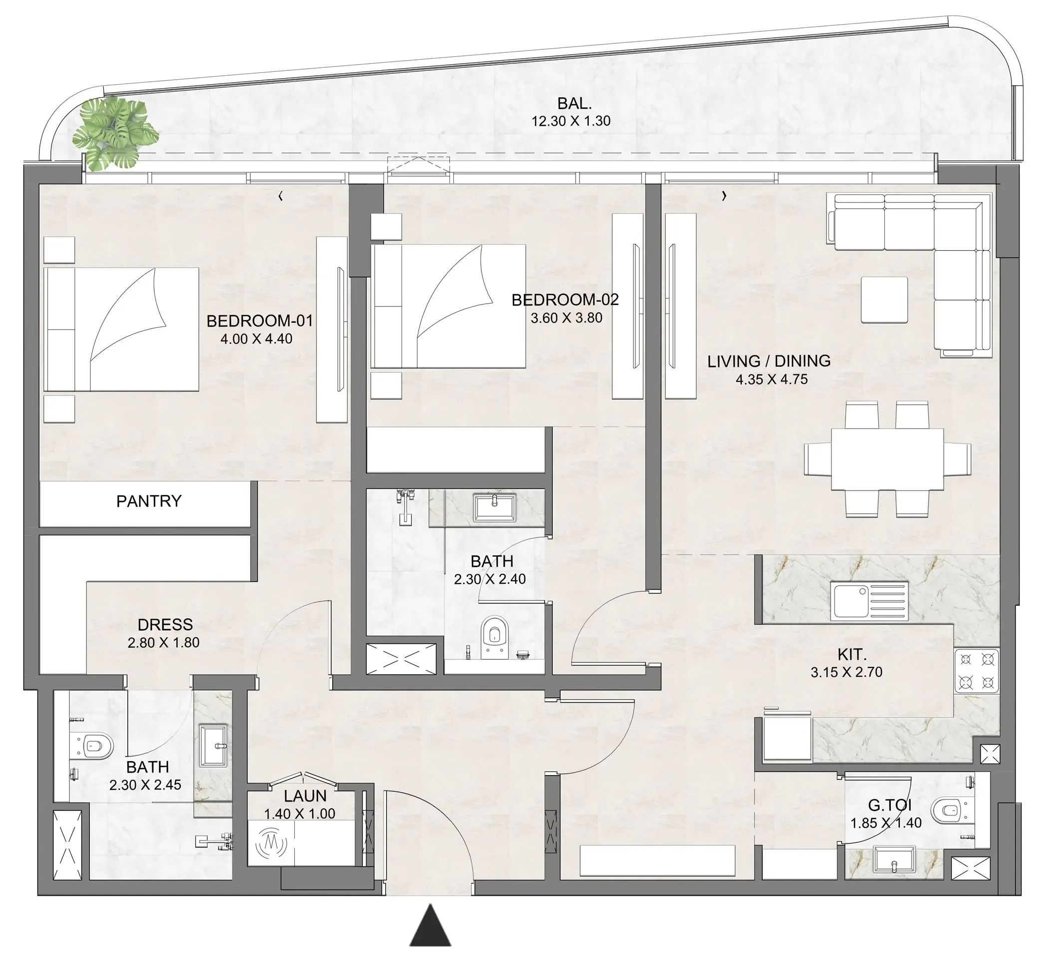2 bedroom layout