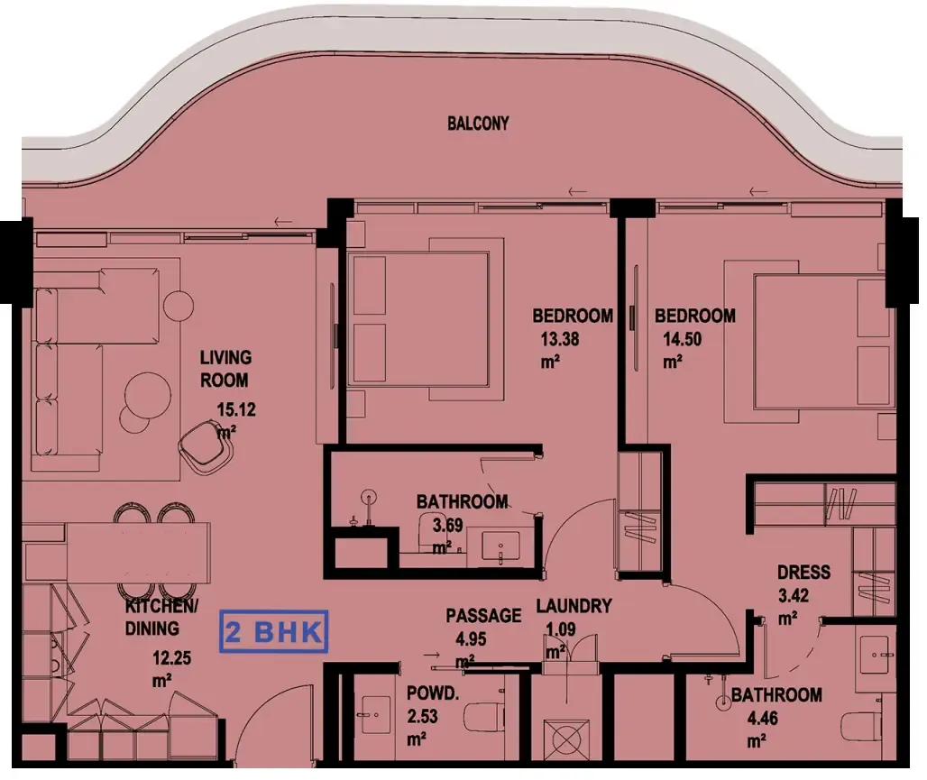 2 bedroom layout