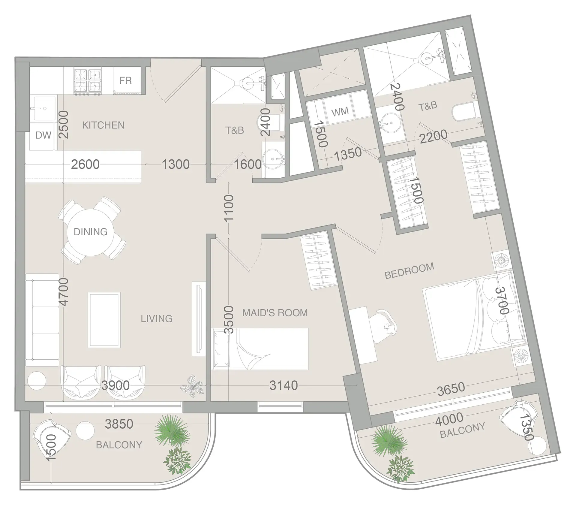 1 bedroom layout